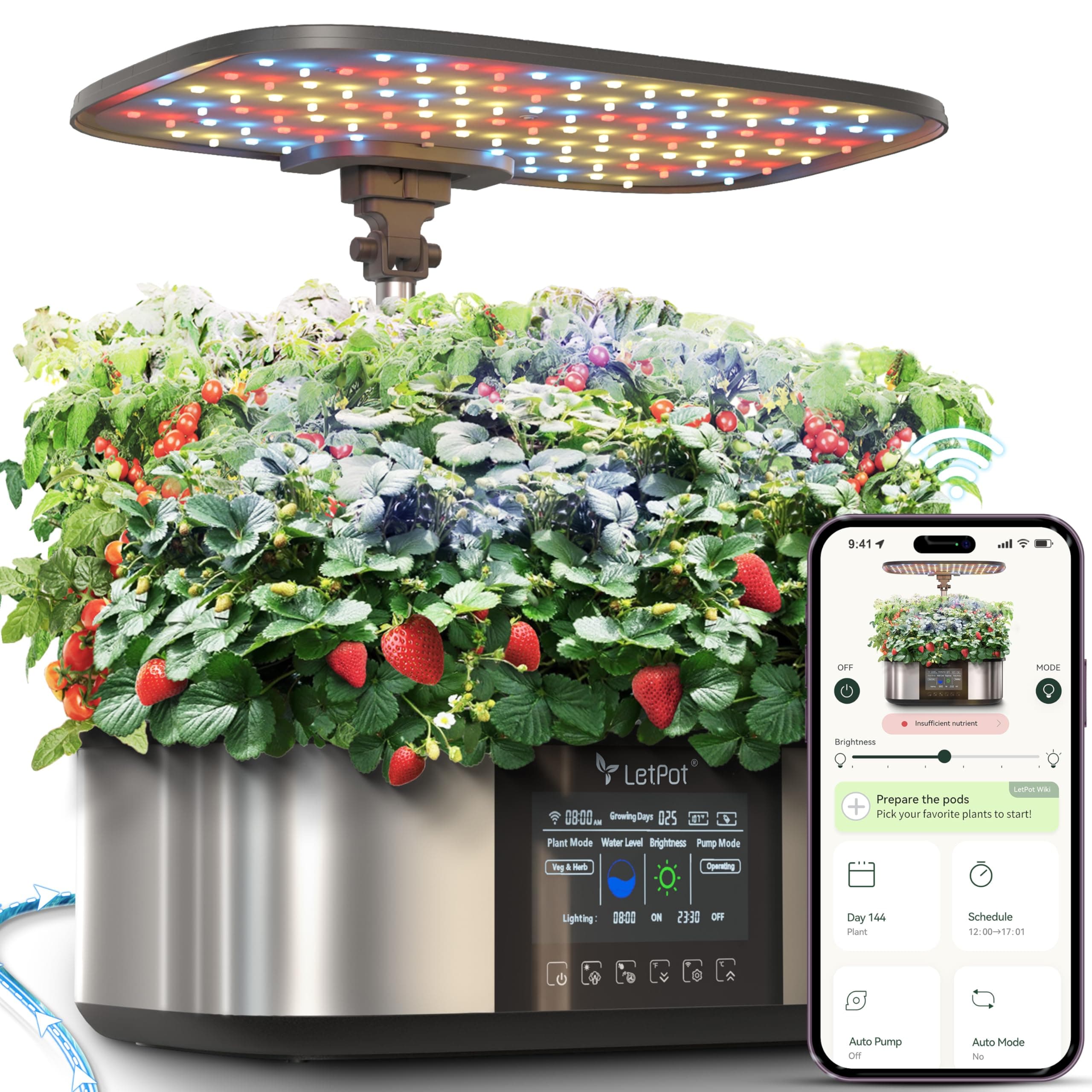 LetPot LPH-Max Hydroponics Growing System Kit, 21 Pods APP & WiFi Automatic Controlled Smart Indoor Garden with 36W LED Grow Light, Auto Drip Irrigation Kits, Self-Managed Nurturing & Watering