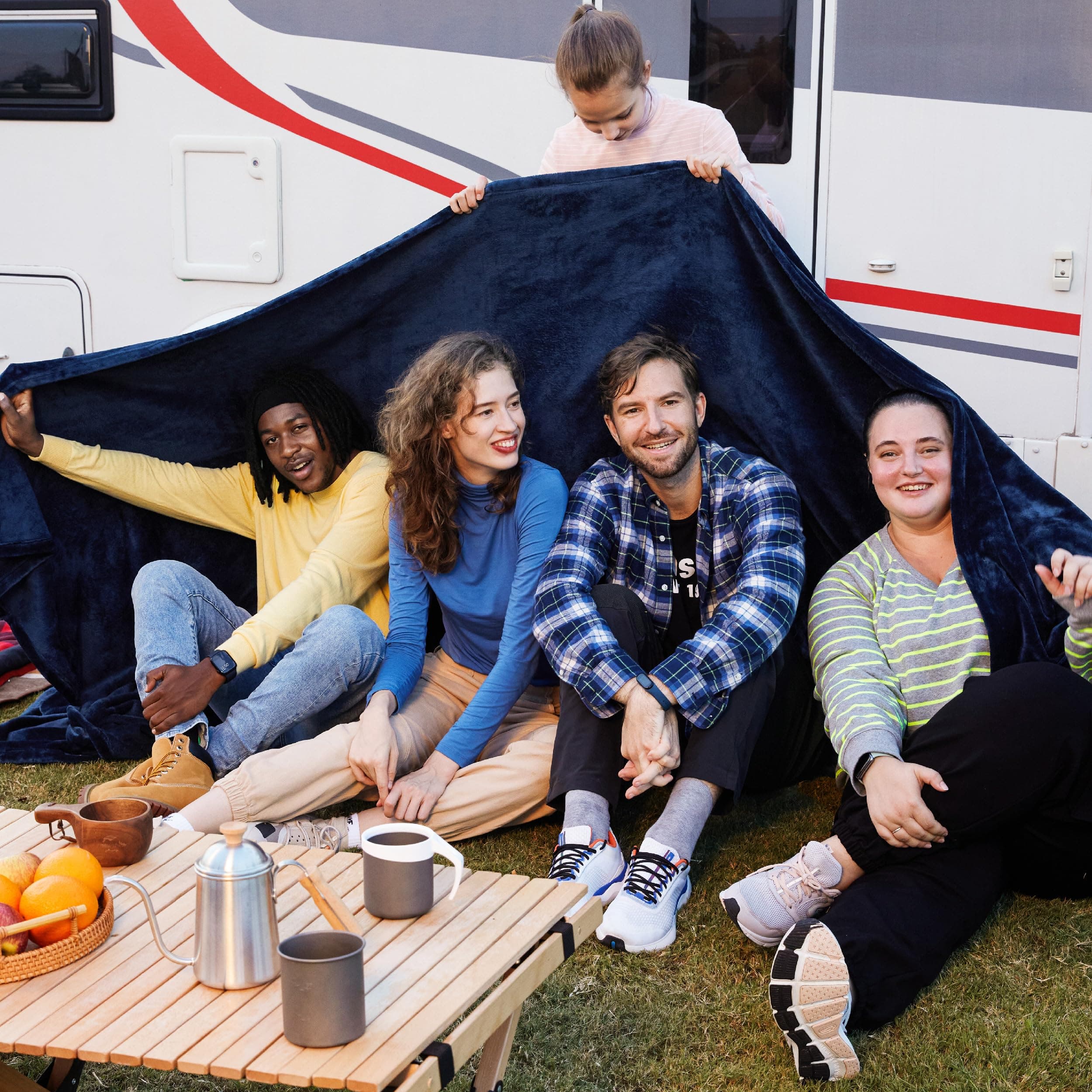 Bedsure Oversized King Big Blanket 120"x120" - Extra Soft Large Throw Blankets for Bed, Sofa, Couch, Travel, Camping, Warm Fleece Blanket for Party in Winter 10x10, Navy