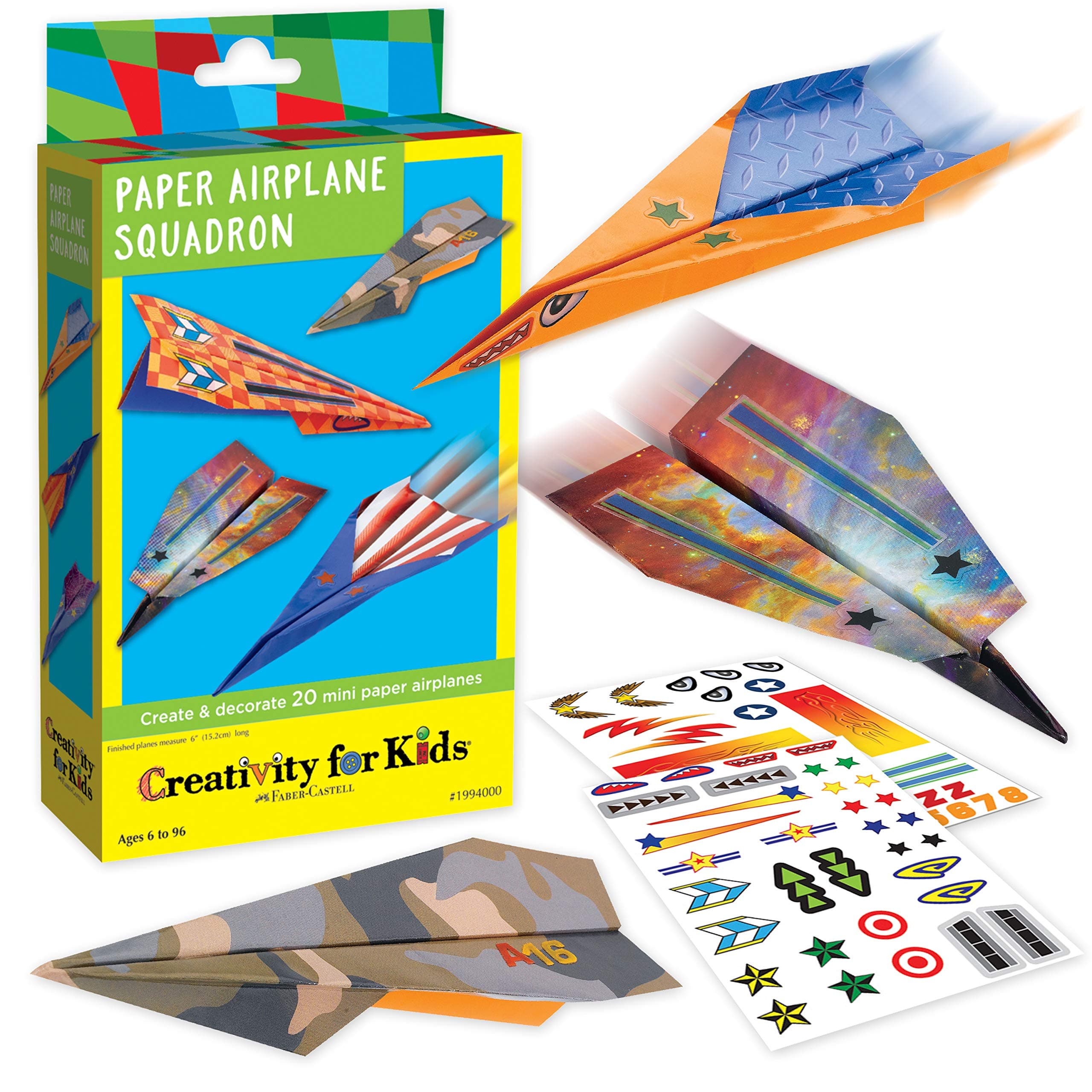 Kids Activity Kit for Creativity Paper Airplane Squadron (20 Pack)
