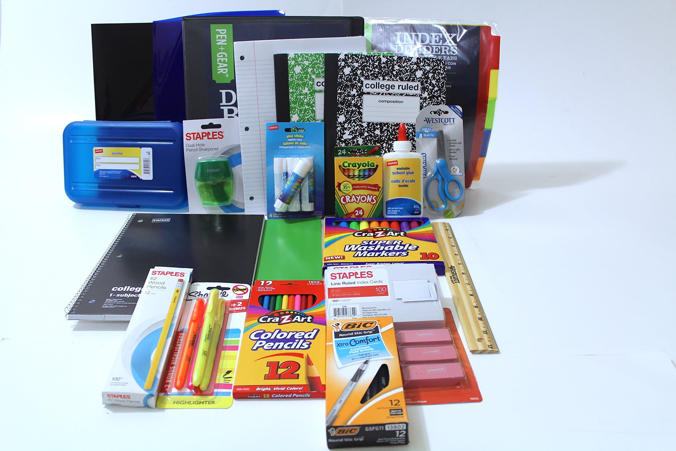 Secondary School Supply Pack - Essential Items for College, High School or Middle School. Includes Pencils, Paper, Binders, Notebooks, Folders and More!