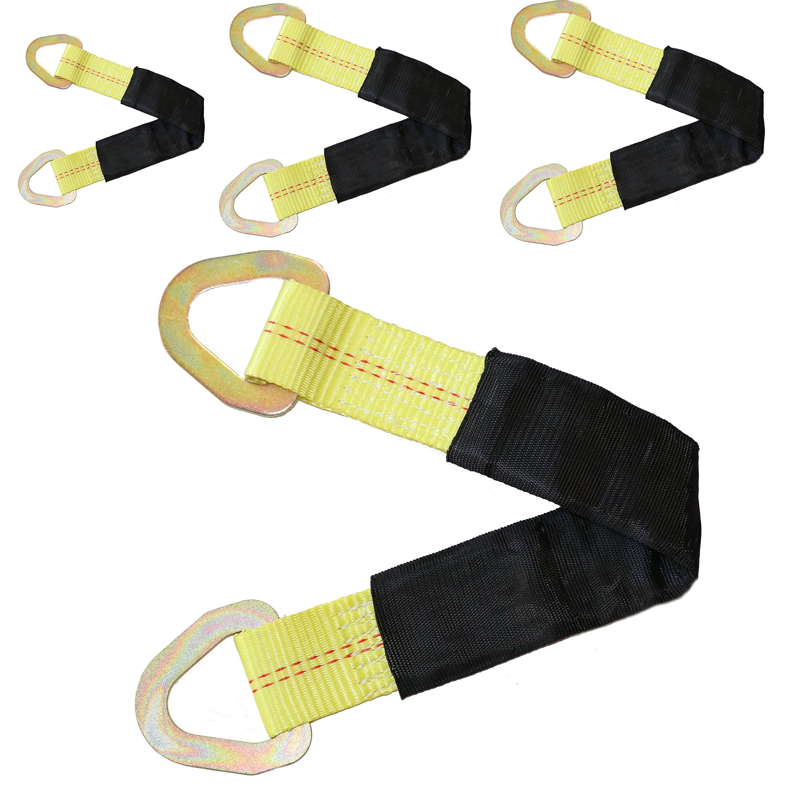 DKG-400 2" X 18" Tie Down Tow Axle Strap with D Ring - Pack of 4 Cargo Torsion Axle Straps - Extra Sleeve Cushioning - High Tension Proof & Heavy-Duty Design (4 Pack)