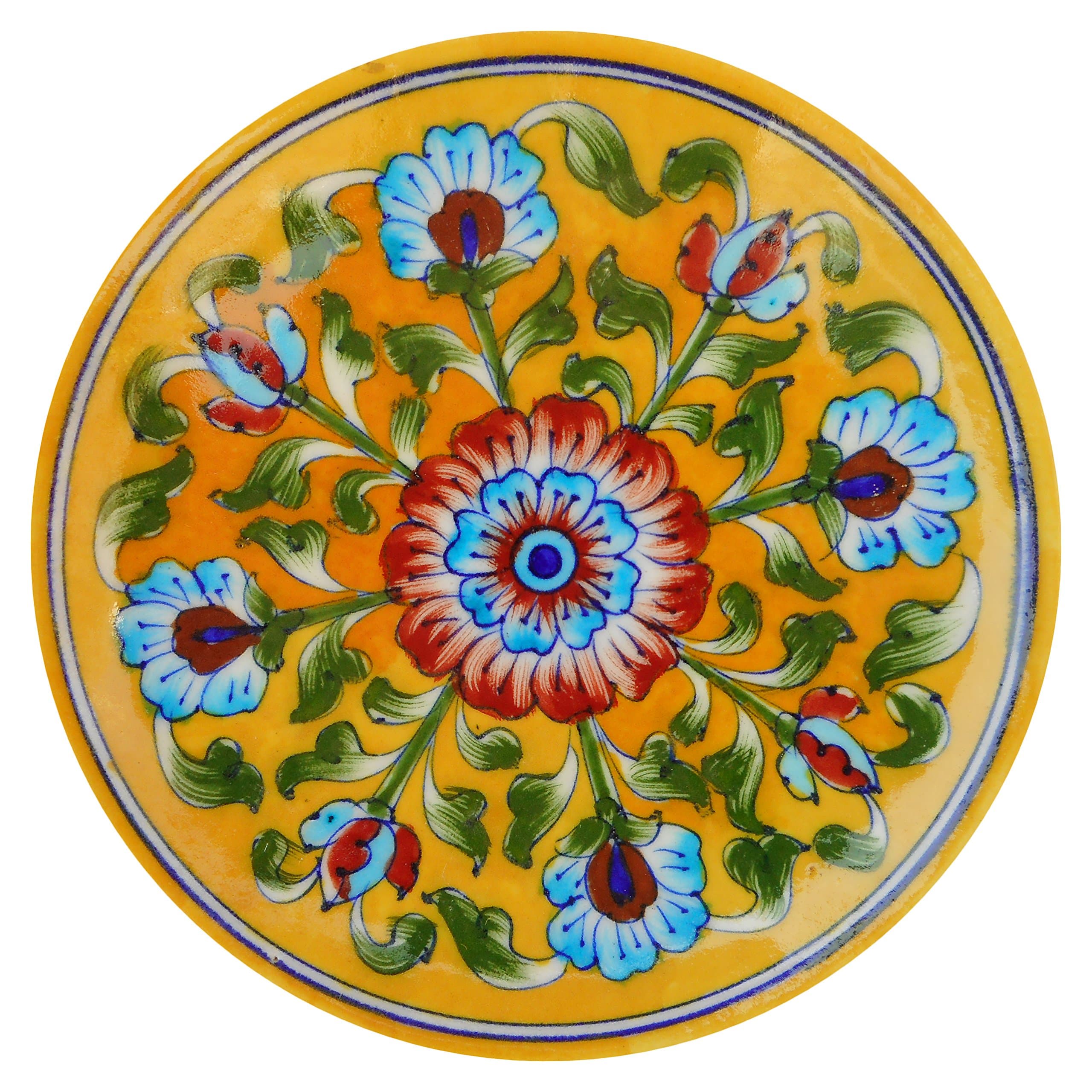 Aditya Blue Art PotteryCeramic Art Pottery Ceramic Decorative Wall (Multi-Color, 15 cm x 15 cm x 3 cm)