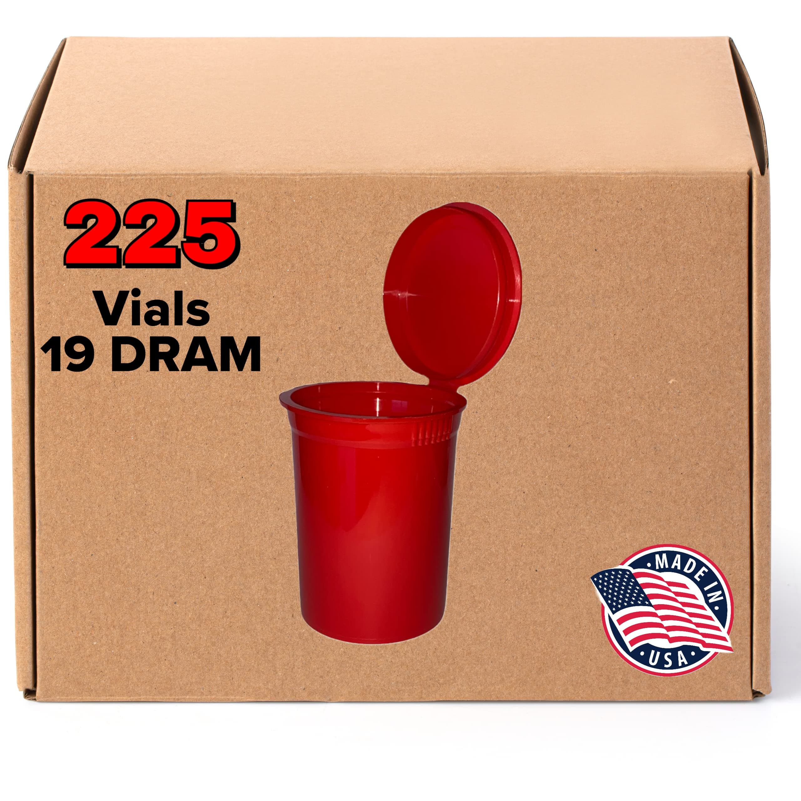 DRAM 19 Pop Top Bottles (Red)(2.75In Deep X 1.5In Wide) - Child Resistant Con...