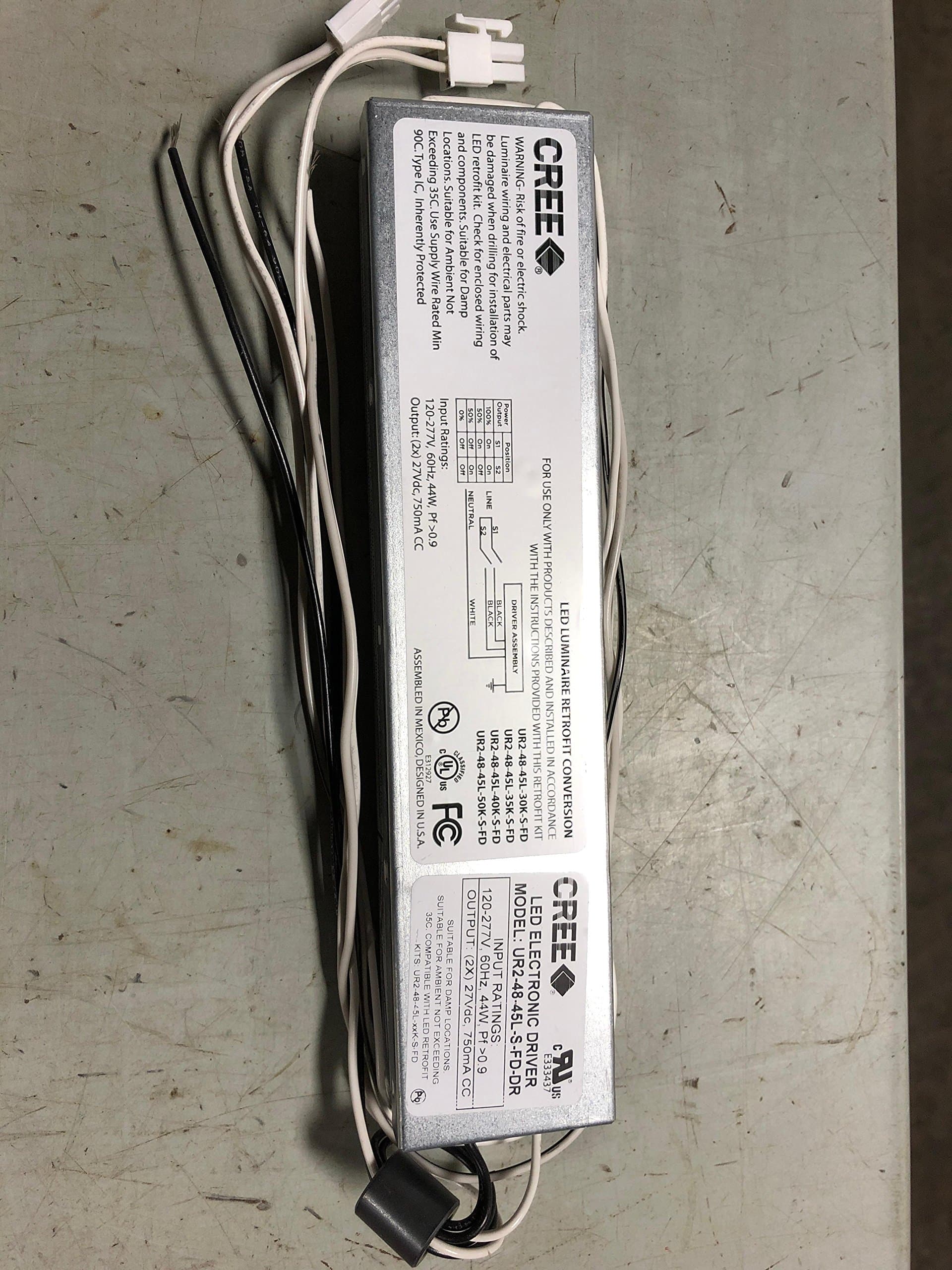 ***DRIVER ONLY*** Cree Lighting UR2-48-45L-S FD-DR Cree UR Driver for 4' Lightbar Kit.