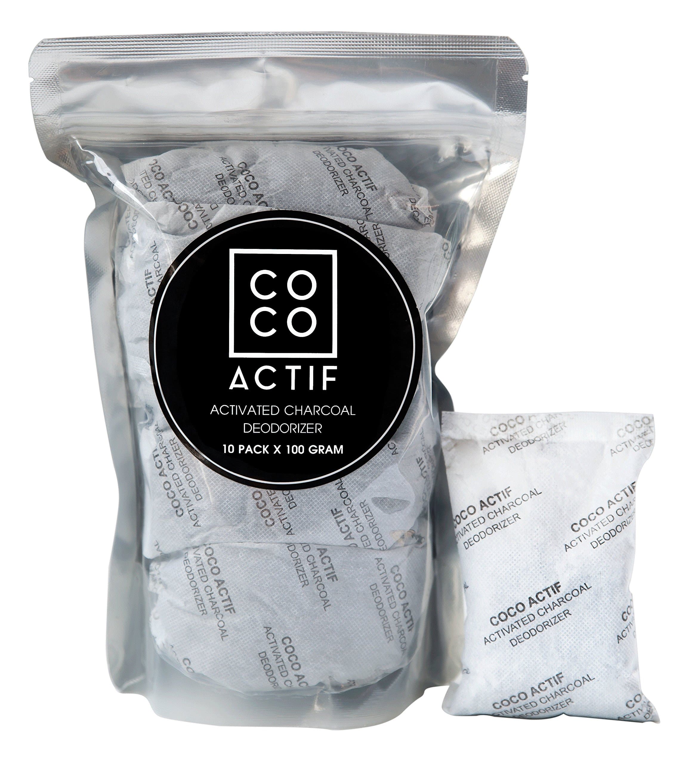 10 Pack x 100 Gram Activated Charcoal Diaper Pail Deodorizer and Odor Eliminator in Refrigerators Shoes Bathrooms Linen Closets Nursery Rooms and Pet Areas