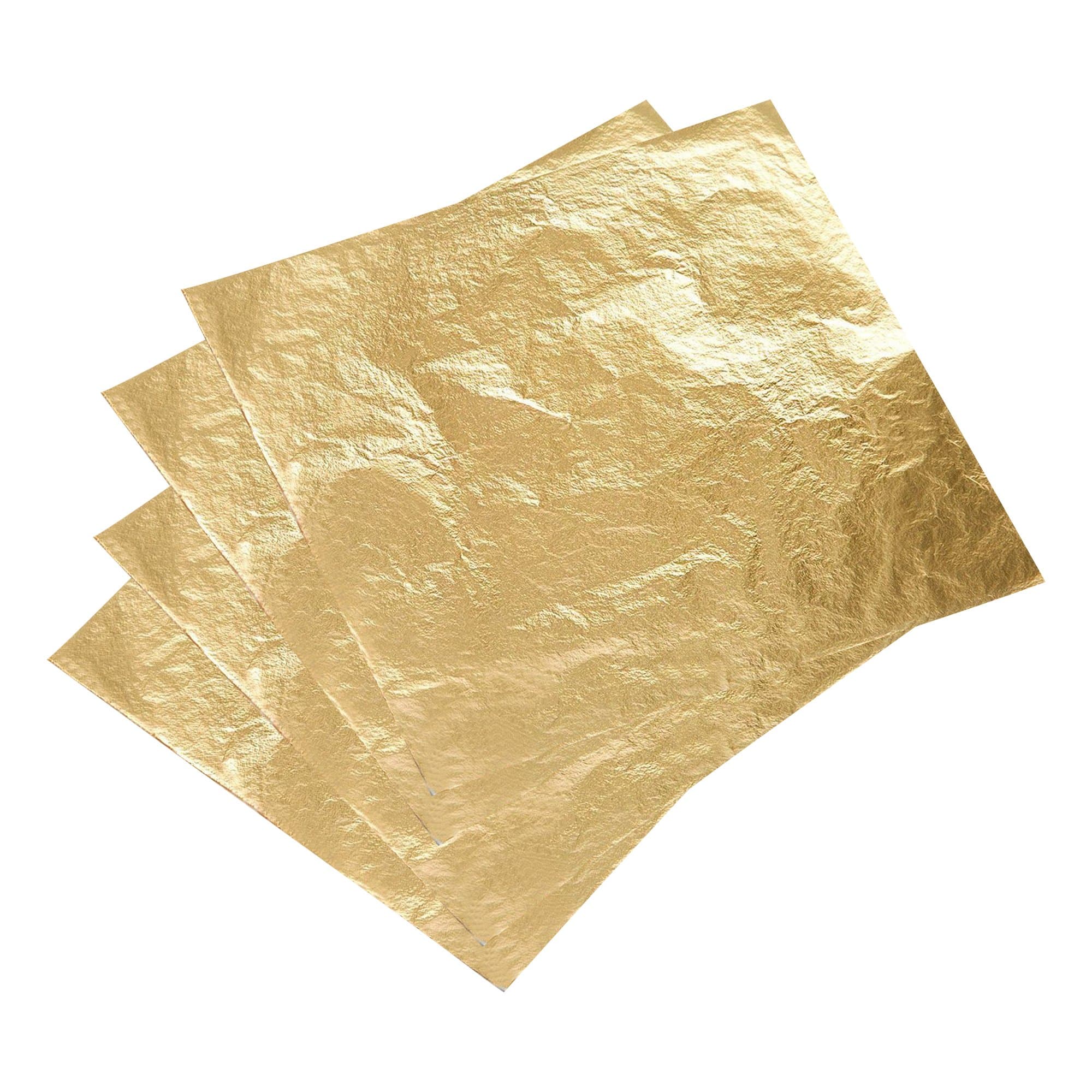 100 Count Imitation Gold Leaf, Double-Sided Gold Foil Leaf Paper, Schlag Leaf, Faux Gold Leaf Sheets for DIY Arts, Gilding Crafts, Interior Decor and Furniture, 5.5” x 5.5”