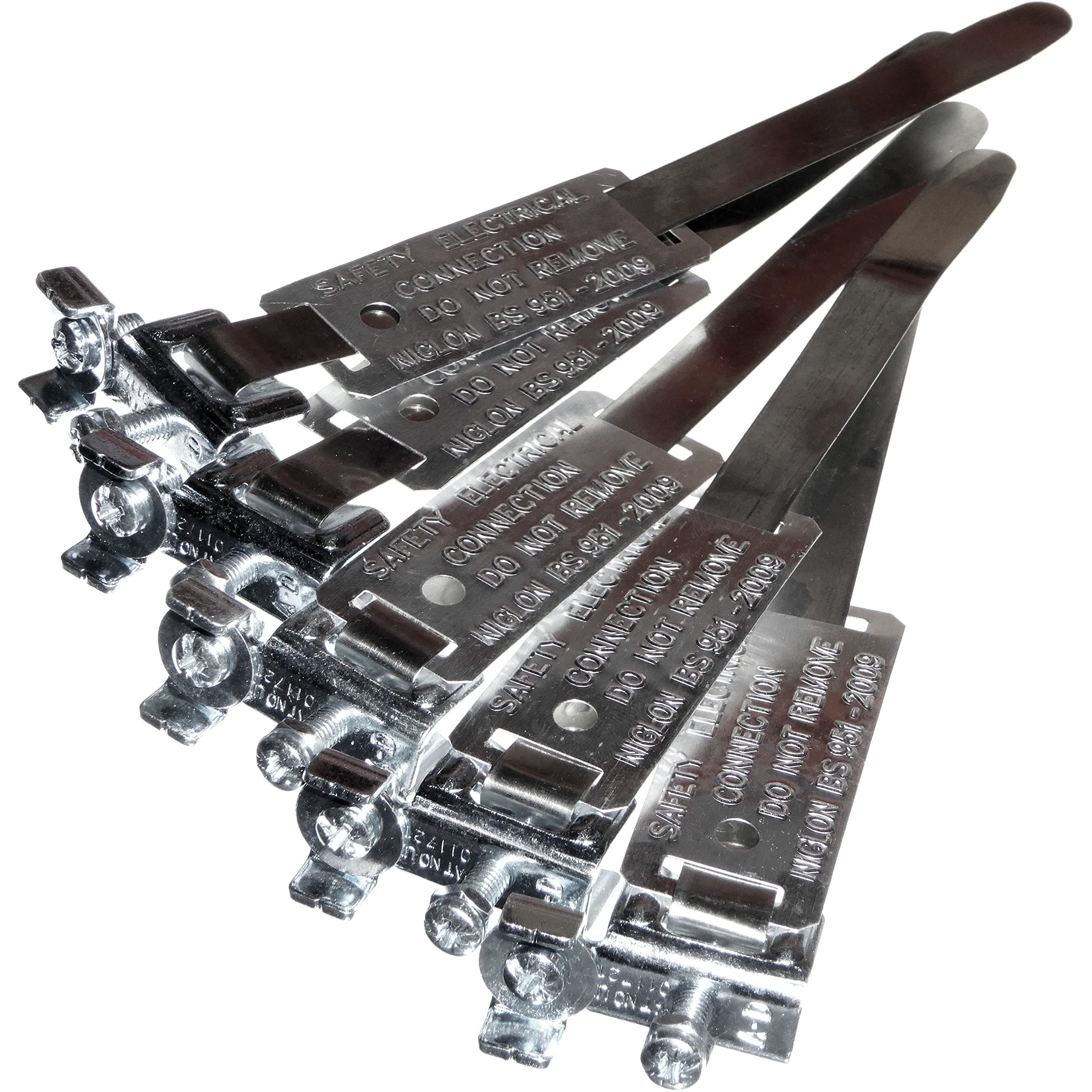 5 Pack - Adjustable Earth Bonding Straps Clamps EC14 for 12-32mm Pipes - Terminal Size A-D