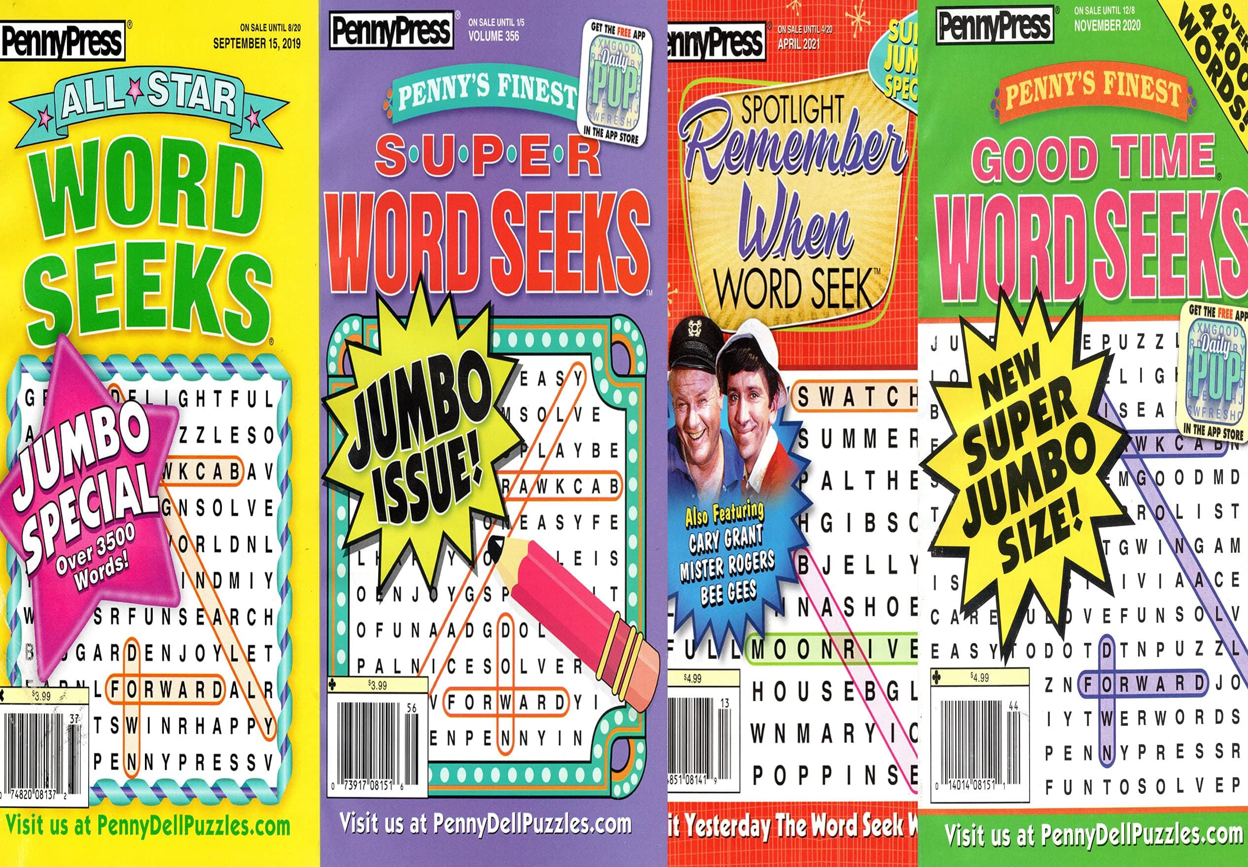 Penny Press Assorted Word Seek 4 Pack PLUS FREE GIFT!