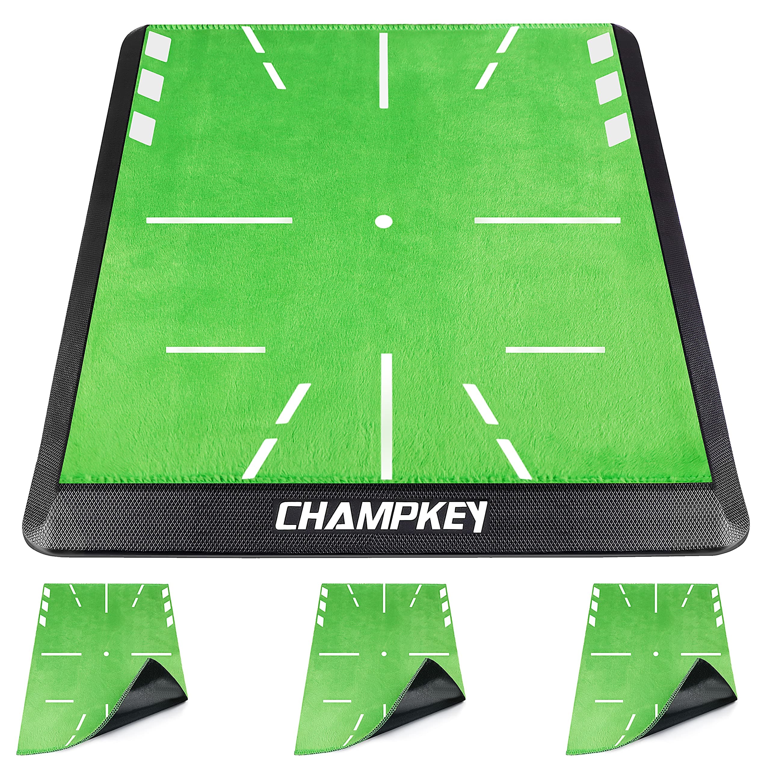 CHAMPKEY Replaceable Impact Golf Mat 2.0 Edition | Come with 3 Replaceable Impact Surfaces｜Path Feedback Golf Practice Mats
