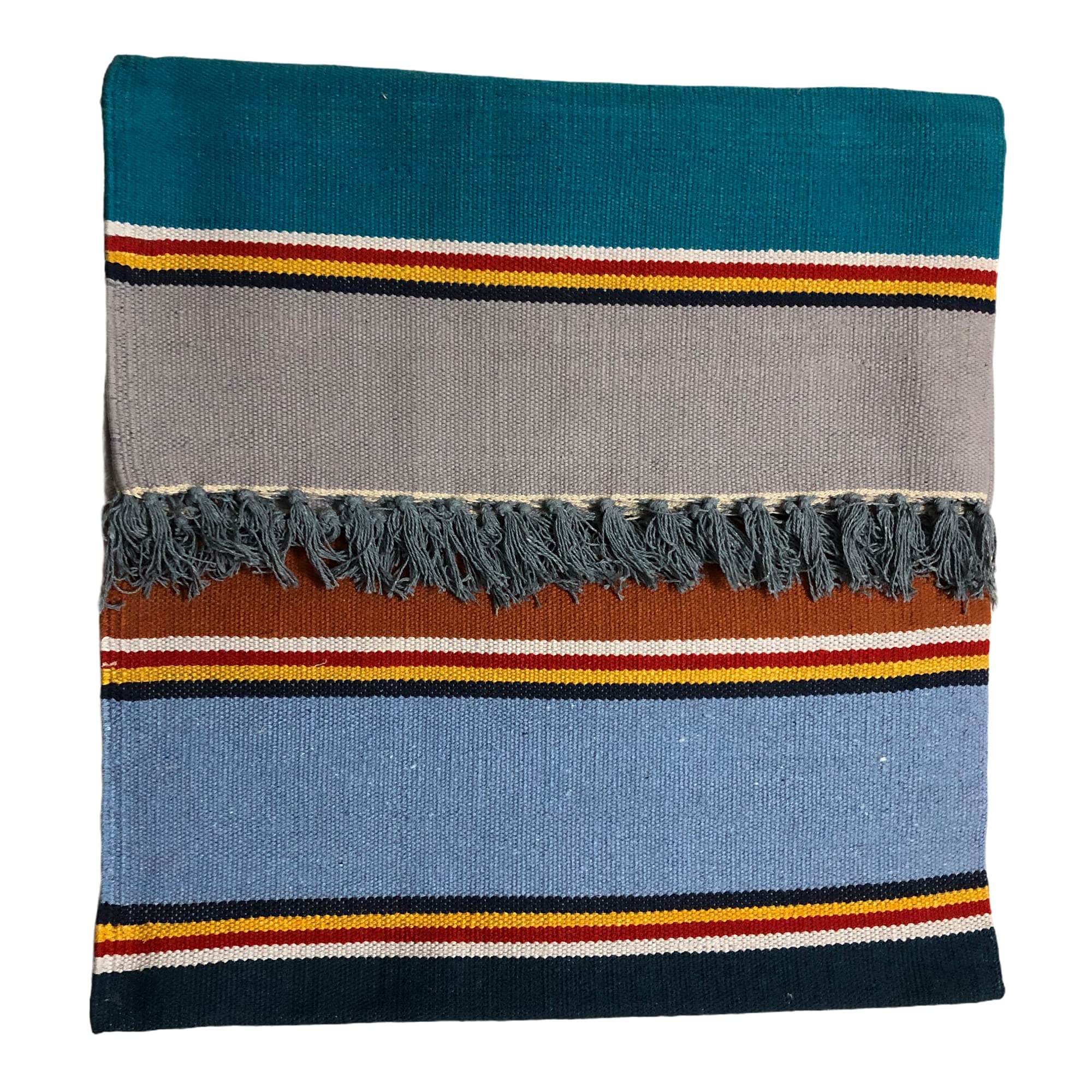 100% Cotton Rectangular Carpet/Rug/Durrie/Satranji 4X6 Reversible Heavy Export Quality (2 Kg), Multicolor Stripe 31, Pack of 1