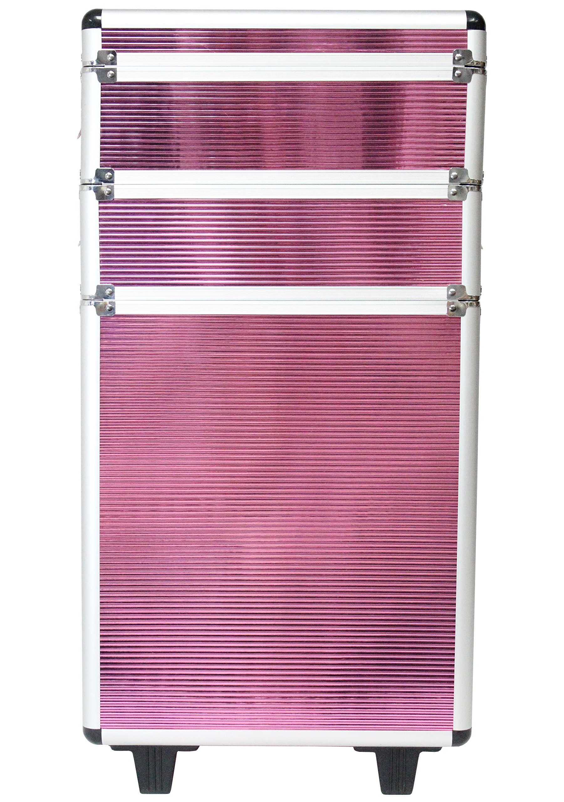 Textured Pattern Professional Makeup Artist Rolling Cosmetic Organizer Trolley Case 26 Inches