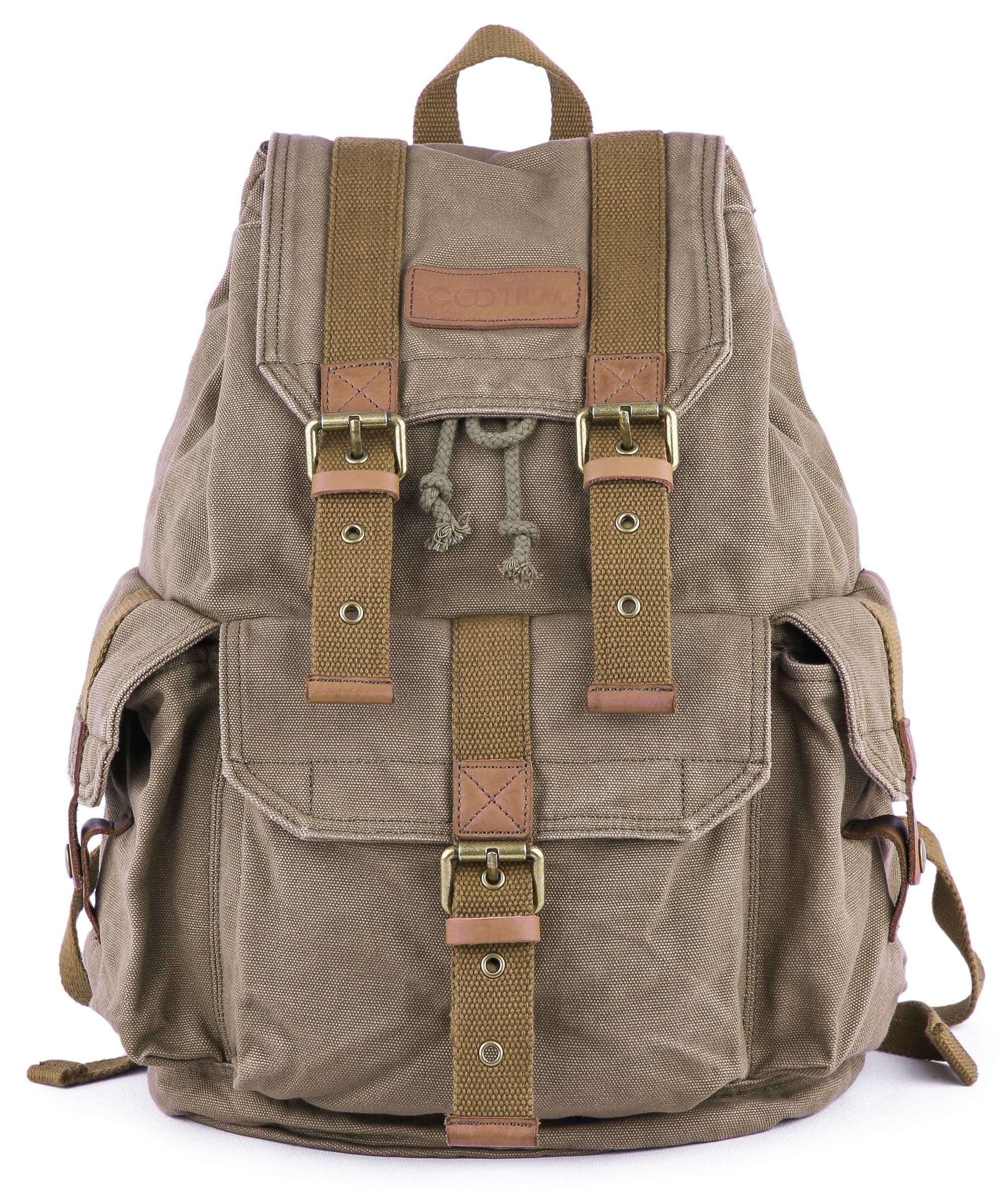 GOOTIUM 21101AMG-S Specially High Density Thick Canvas Backpack Rucksack, Field Tan, Small