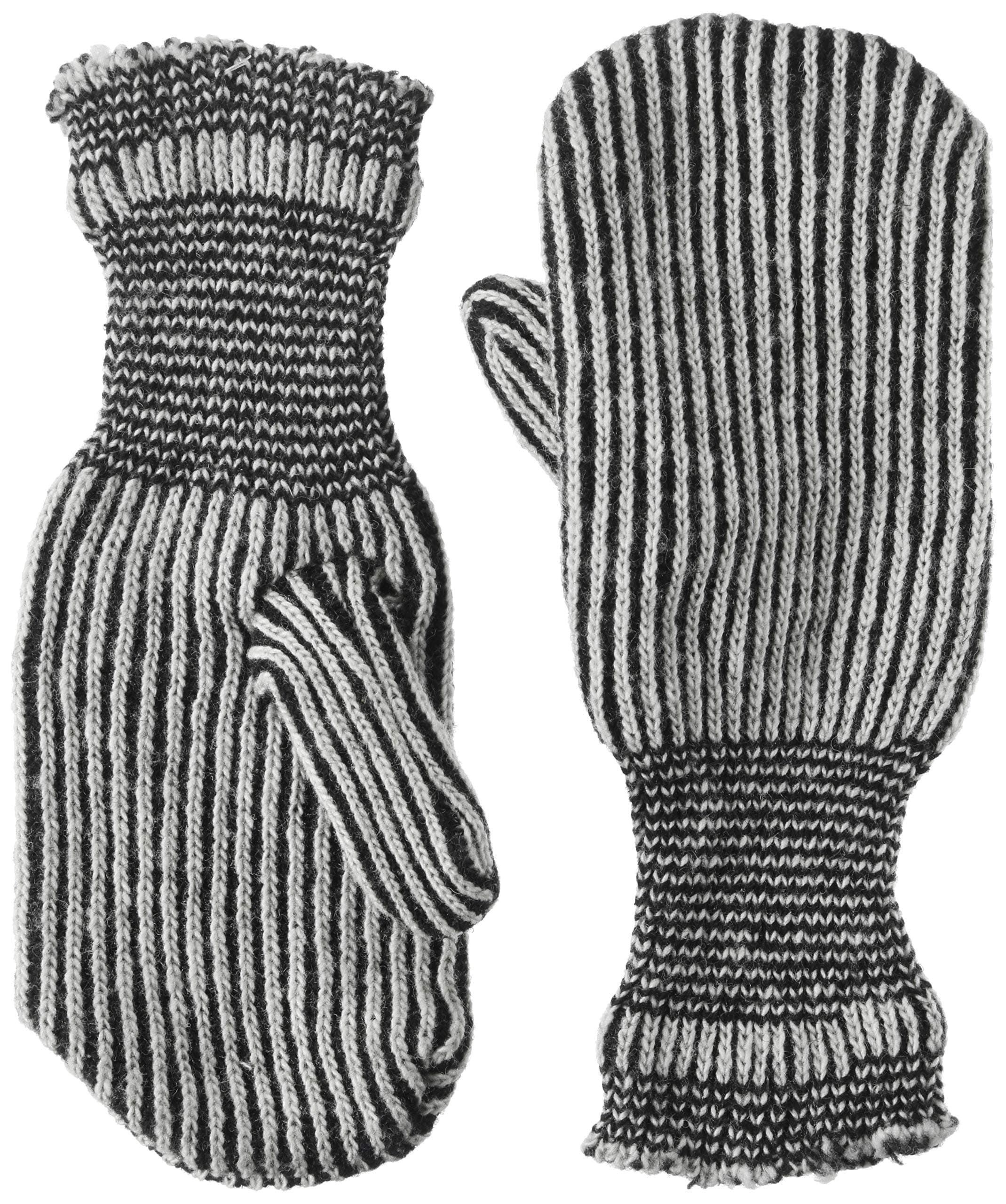 Warm Wool Mitten Liner Glove, 70, Size: Large, Black/White