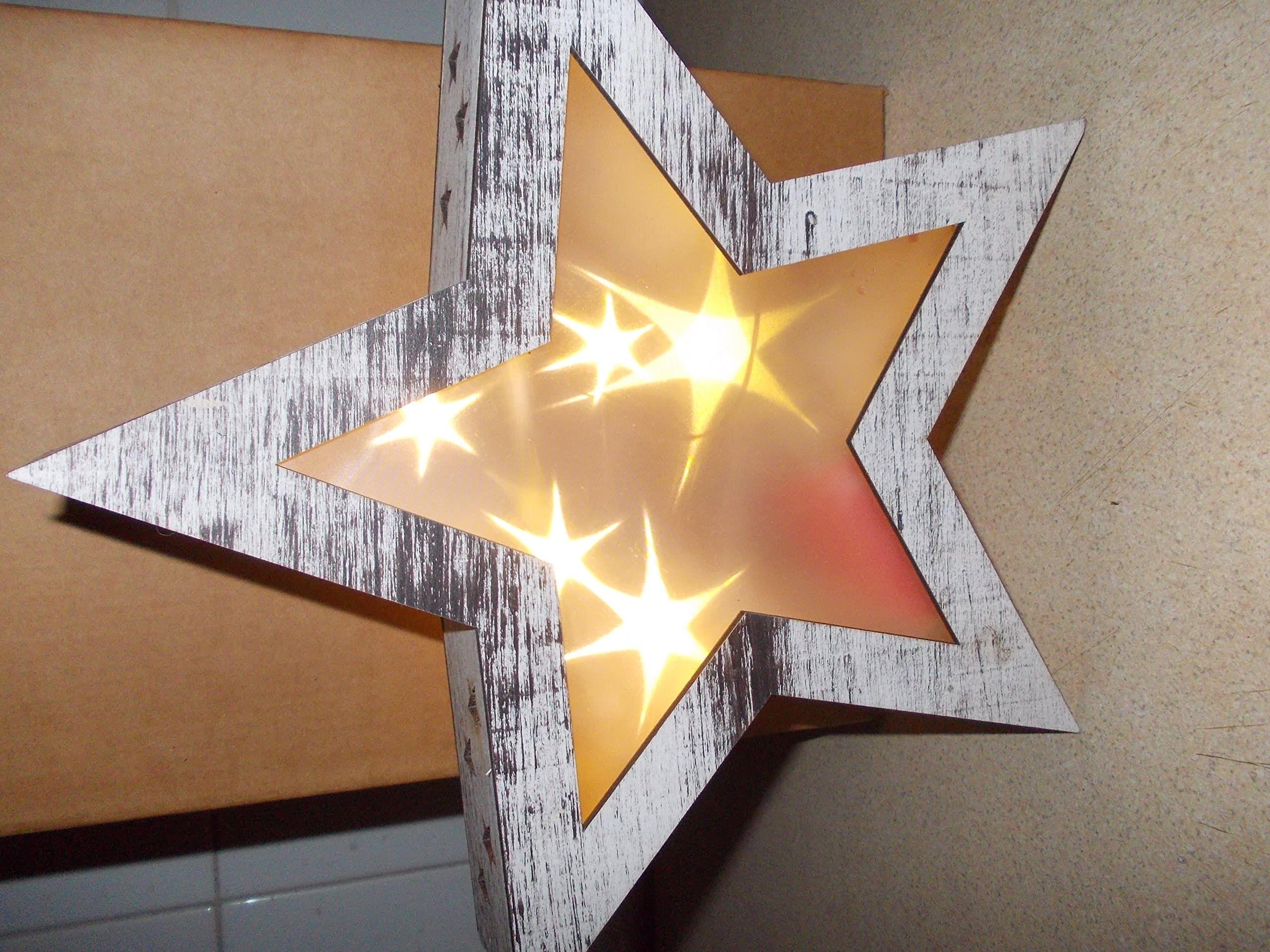 Wooden Light UP Star [with L E D Lights]