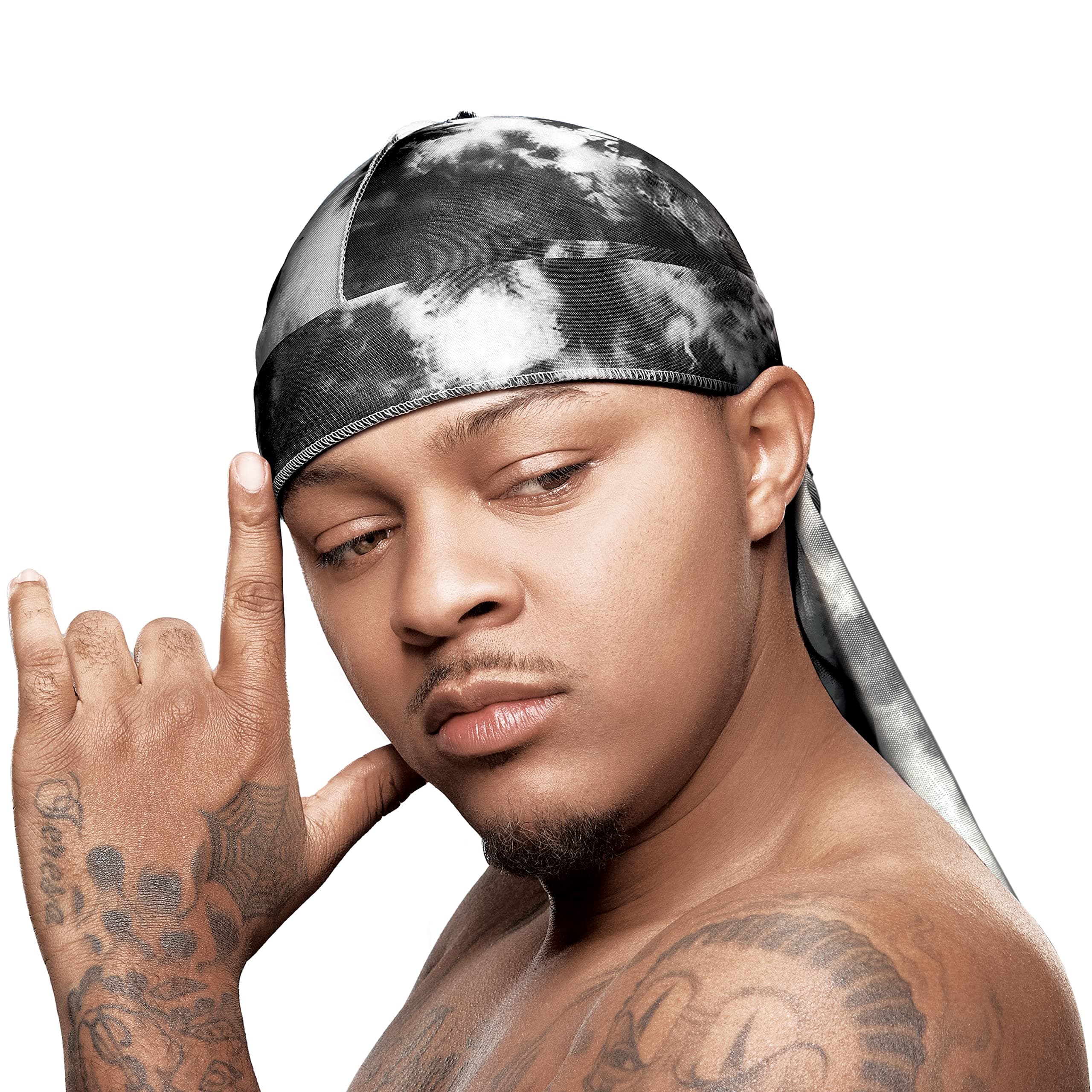 Red by Kiss Bow Wow X Power Wave Tie Dye Silky Durag for Men Waves Silky Doo Rag (Black)