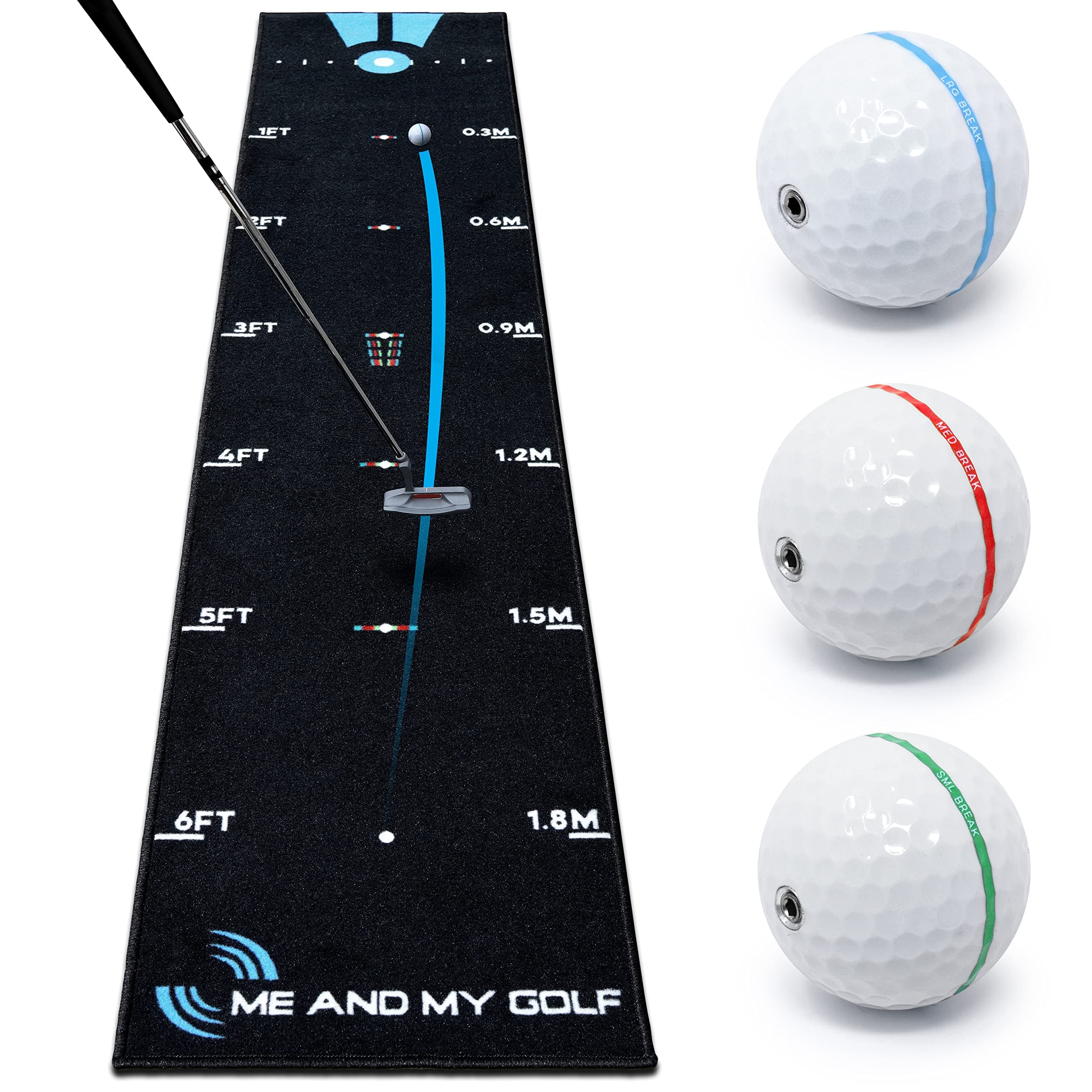 ME AND MY GOLF Breaking Ball Putting Mat - Simulate Breaking Putts At Home