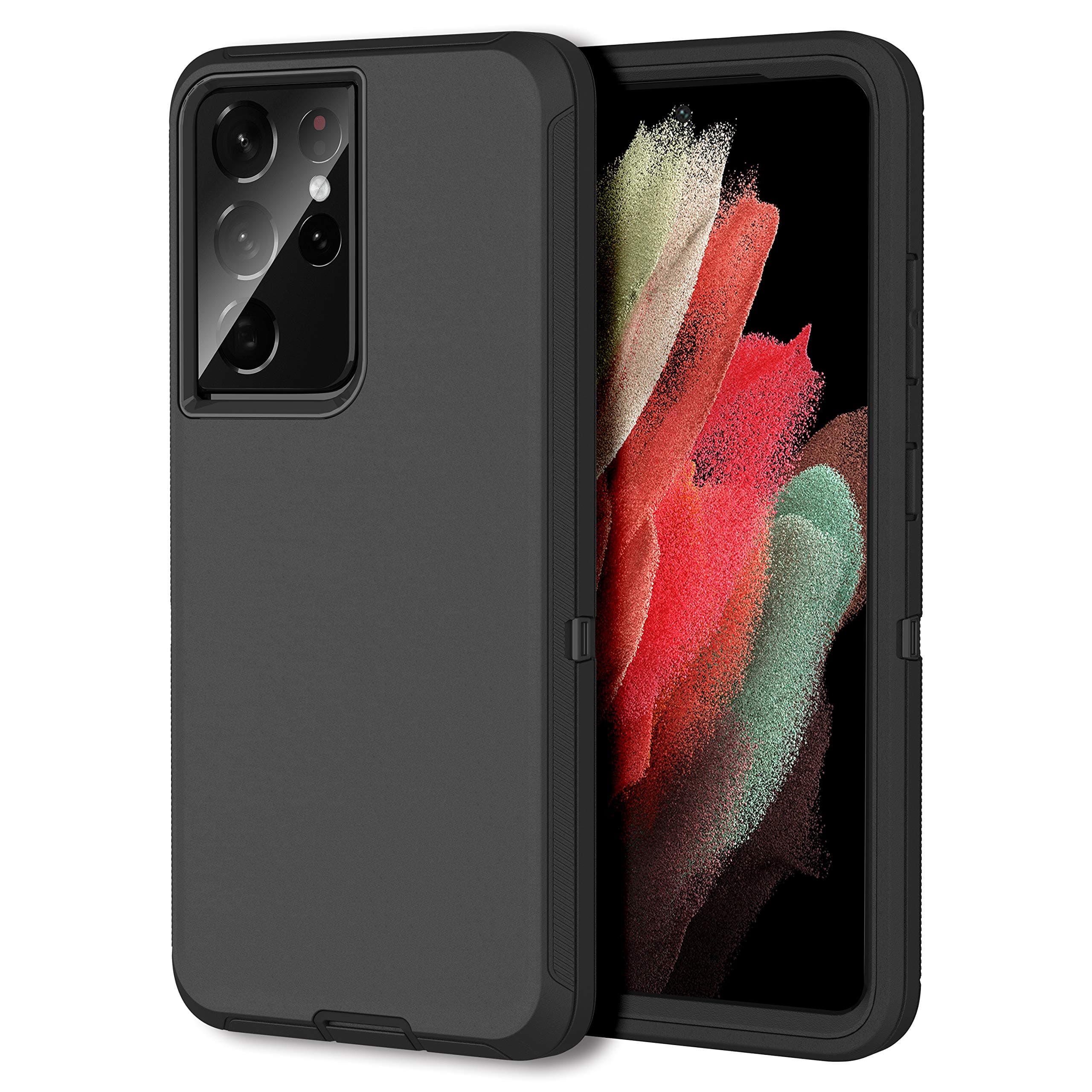 Case Compatible with Galaxy S21 Ultra Case, 3-Layer Super Full Heavy Duty Body Bumper Cover/Shock Protection/Dust Proof, Designed for Samsung Galaxy S21 Ultra 5G 6.8 Inch 2021 (Black)