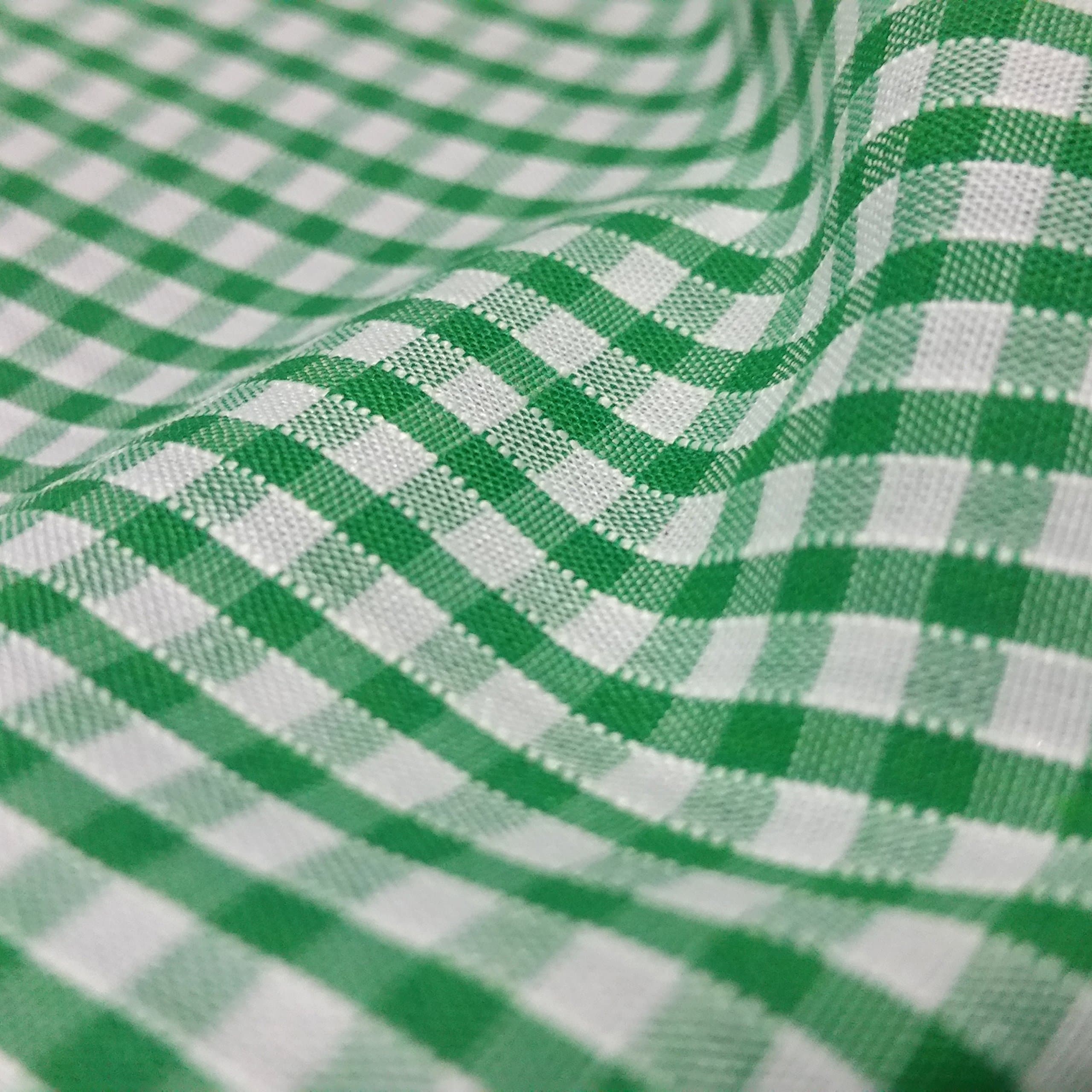 Premium Green Gingham Fabric Material Polycotton 1/8" Check - 45" Wide - Sold per Metre