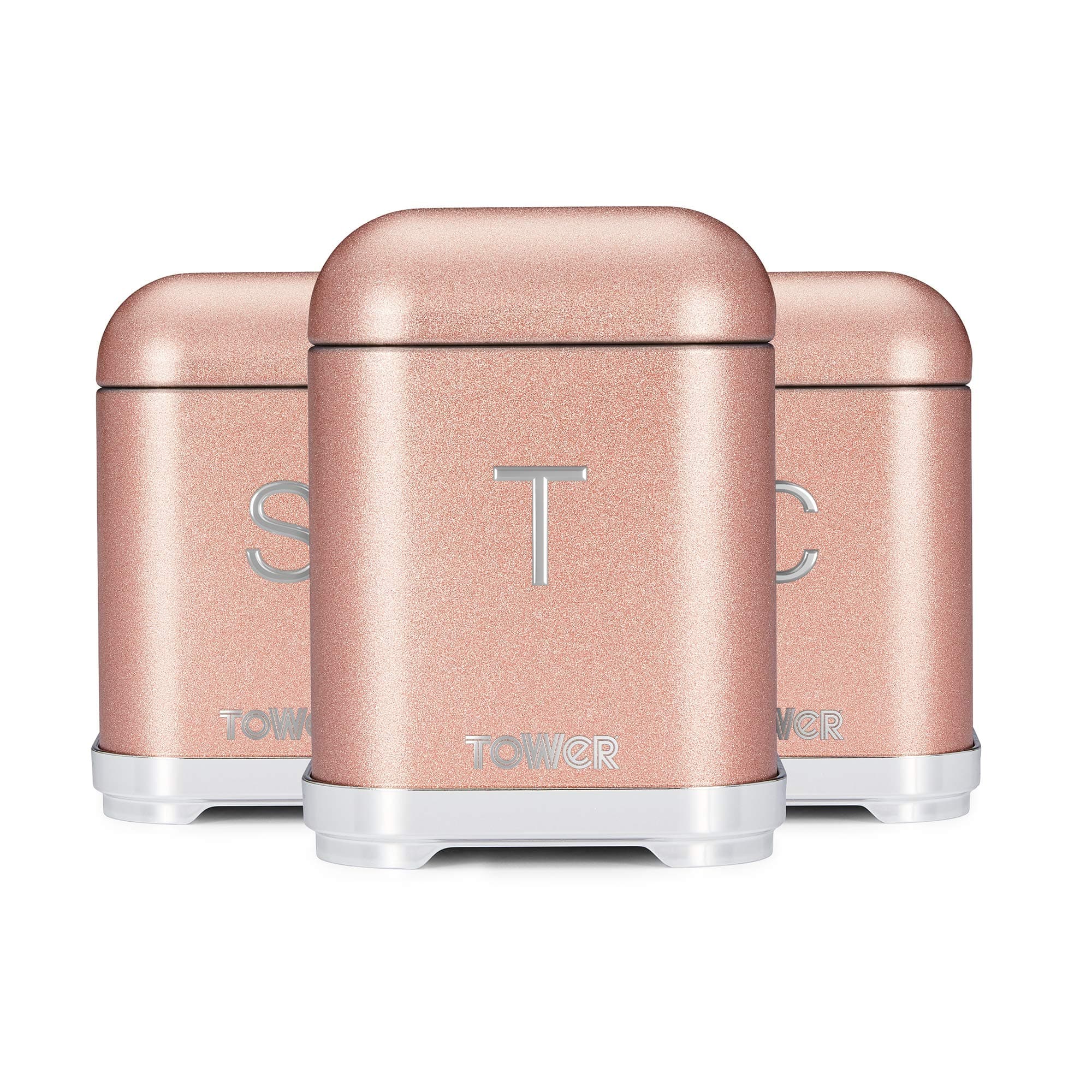 Kitchen Storage Canisters, Glitz Range, Blush Pink, Set of 3
