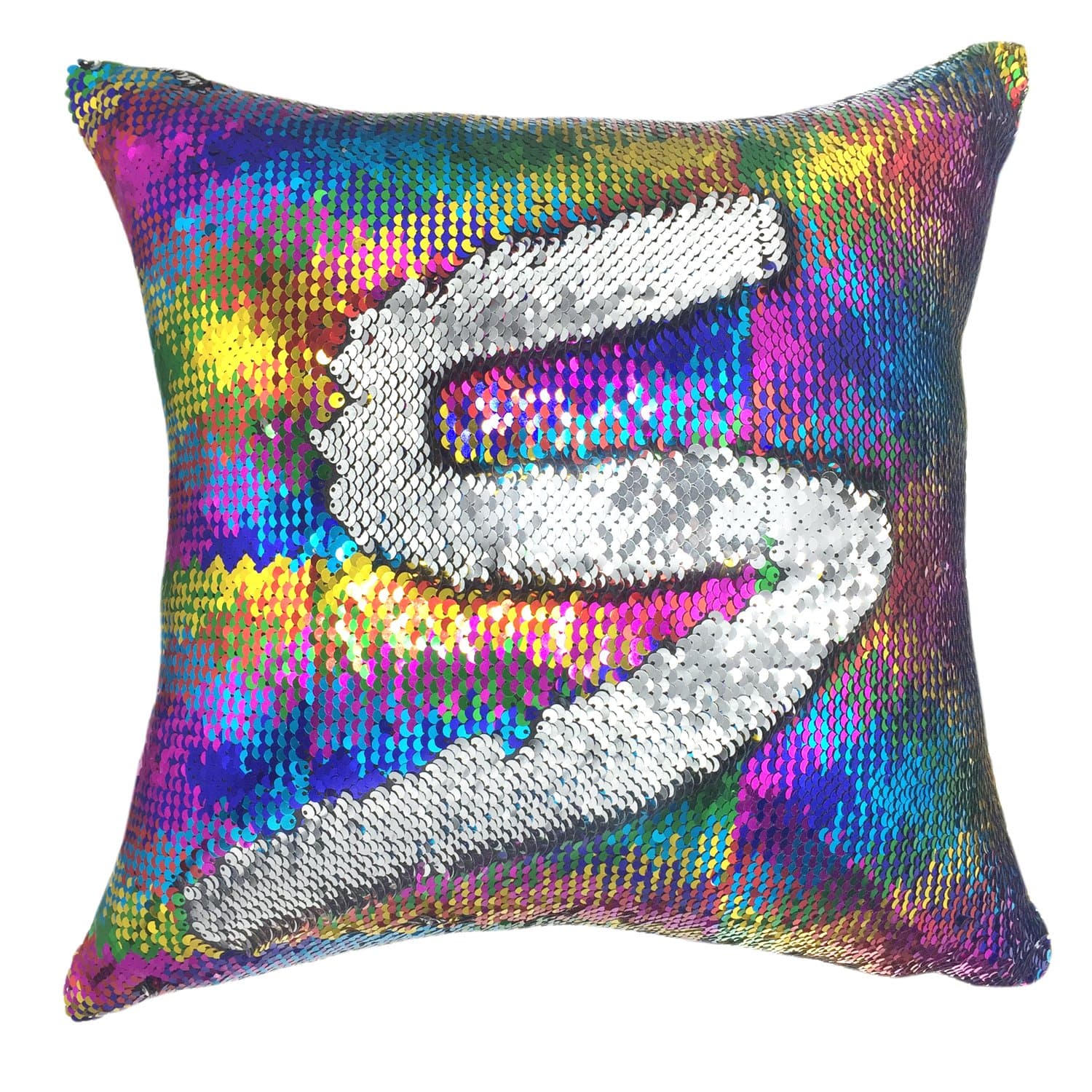 YOUR SMILE Mermaid Throw Pillow Case Magic Reversible Sequins Decorative Cushion Cover Pillowcase for Couch Sofa Bed,16 X 16 Inches, (Multicolour/Gray)