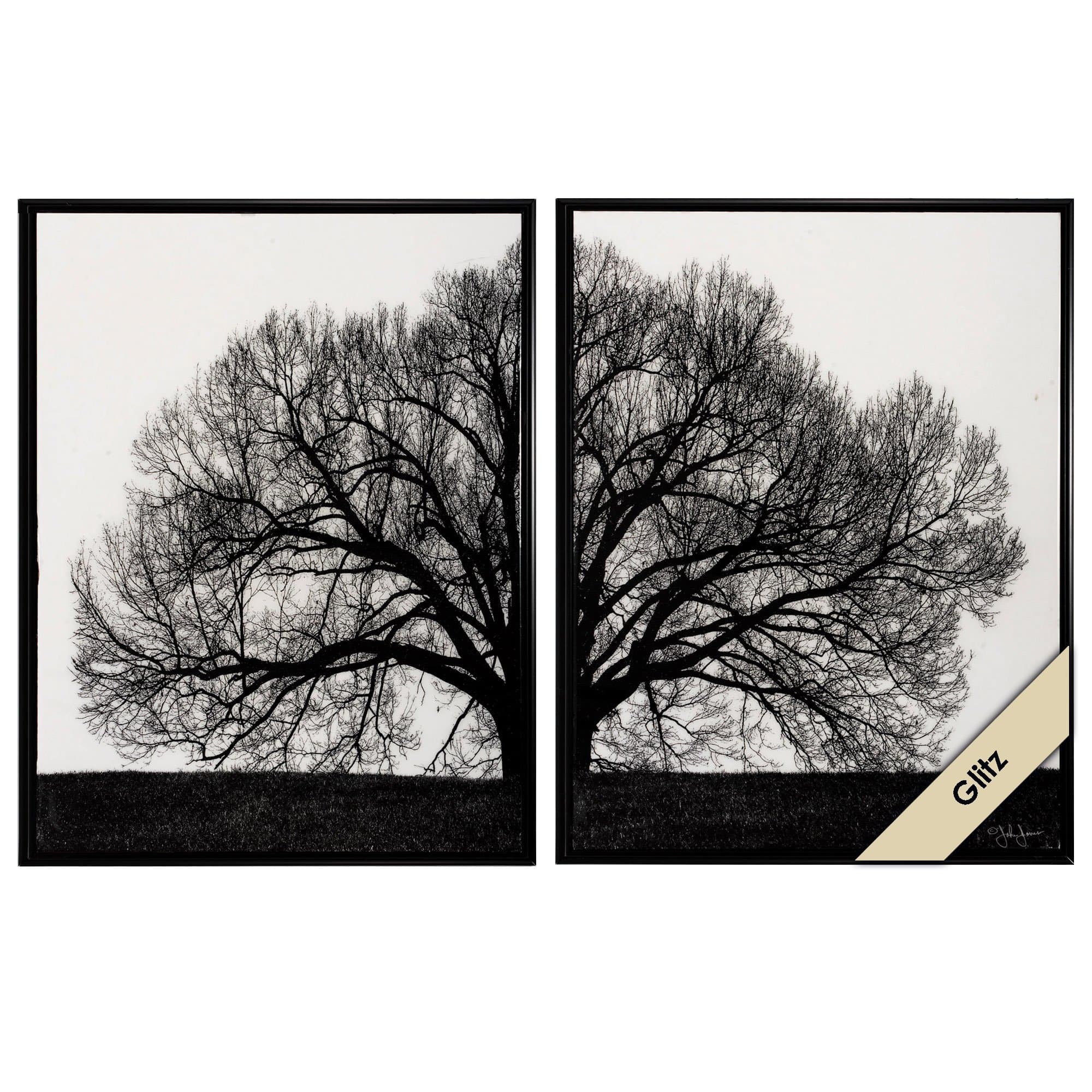 4583 Graphic Tree Image Art, Large, Black/White, Set of 2