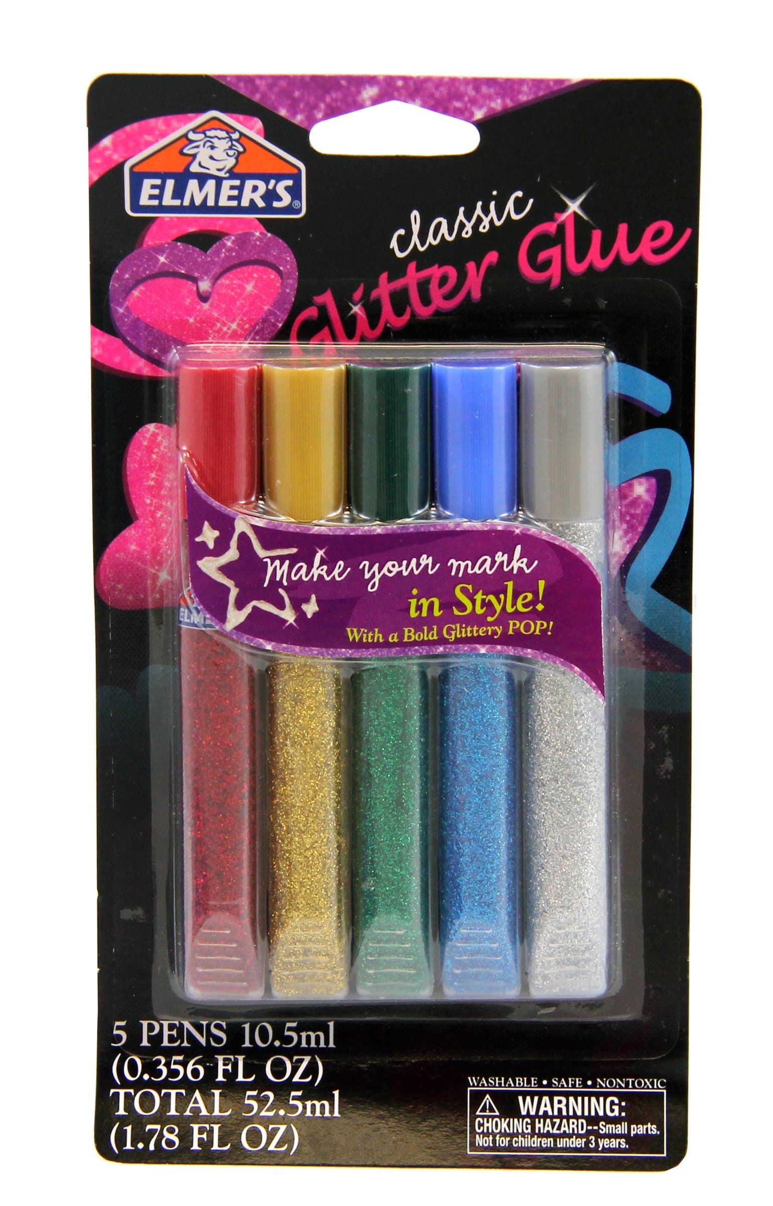 ELMER'S 3-D PAINT PENS 5 GLITTER CLSIC
