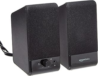 Amazon Basics Computer Speakers For Desktop or Laptop PC, USB-Powered, Black