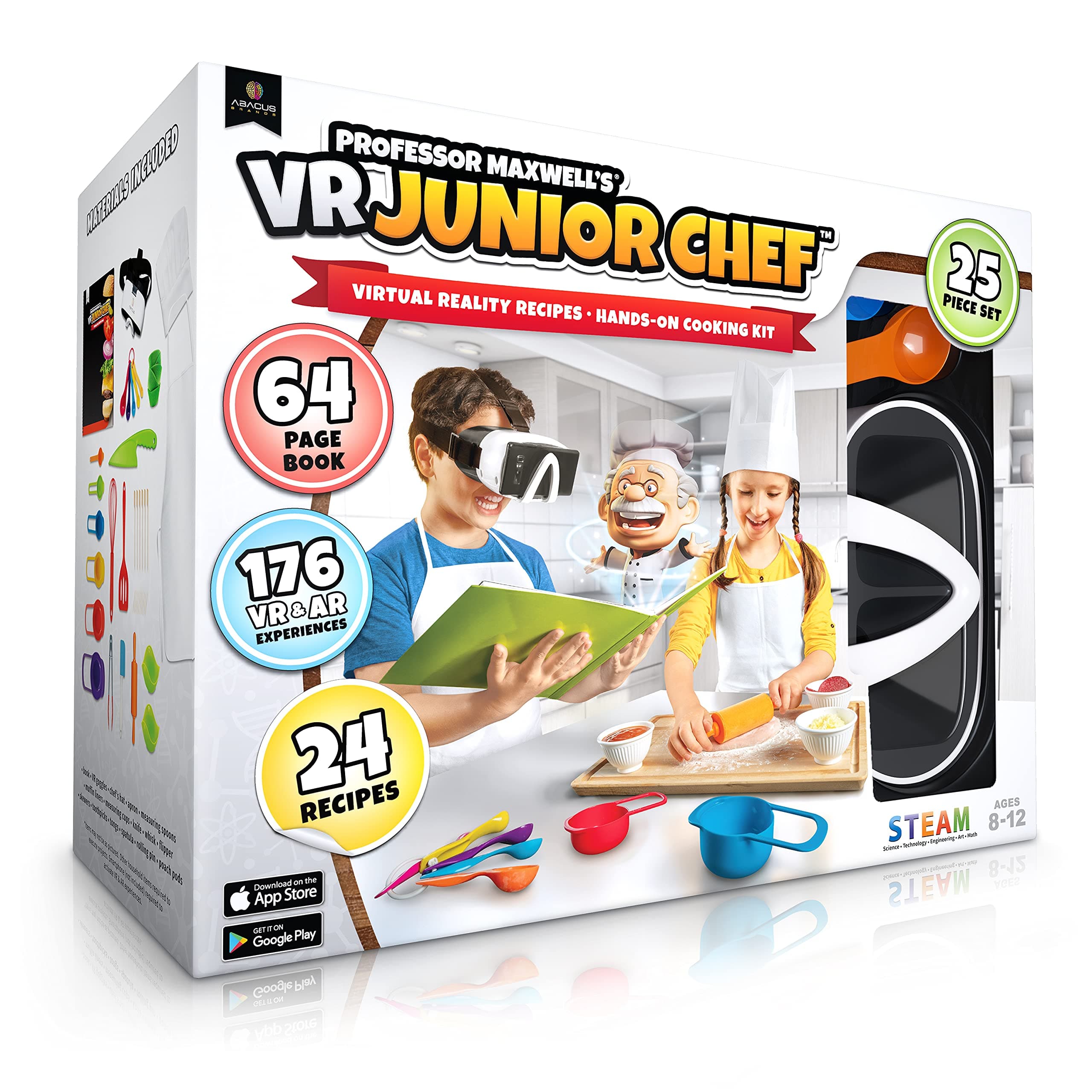 Professor Maxwell's VR Junior Chef - Virtual Reality Kids Cookbook and Interactive Food Science STEM Learning Activity Set (Full Version - Includes Goggles)