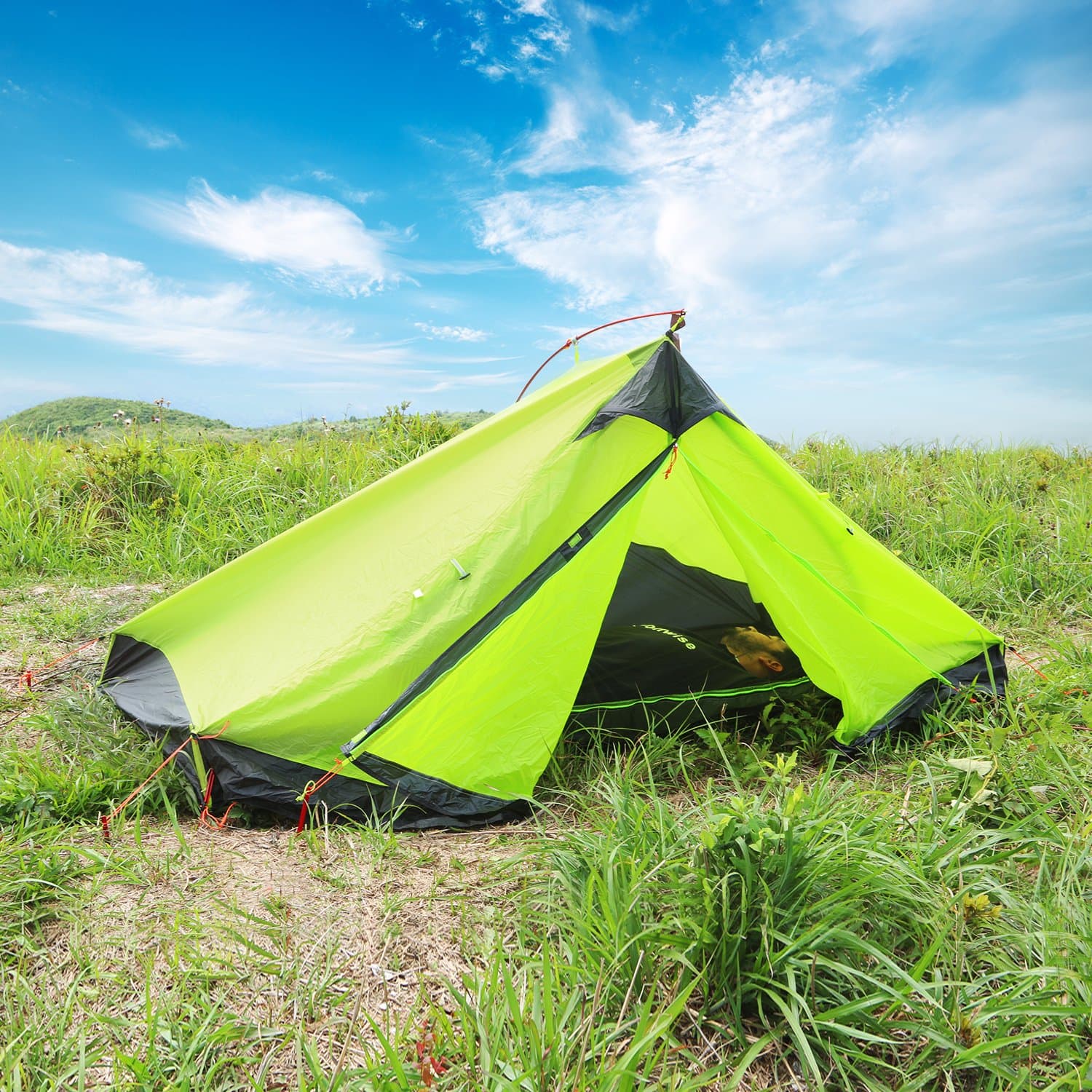 WolfWise 7' x 9' Machine Washable Beach Blanket, XXL Extra Large Pocket Picnic Blanket Made with Soft 70D Ripstop Nylon, Water Resistant & Sand Proof with 4 Stakes, Olive