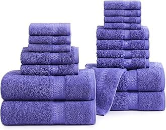 LANE LINEN 100% Cotton Luxury Bathroom Towel Set - 18 Pcs - Ring Spun, Quick Dry, Very Soft & Highly Absorbent - 4 Bath, 8 Washcloths, 6 Hand Towels - Remains Plush After Multiple Washes - Blue Irish