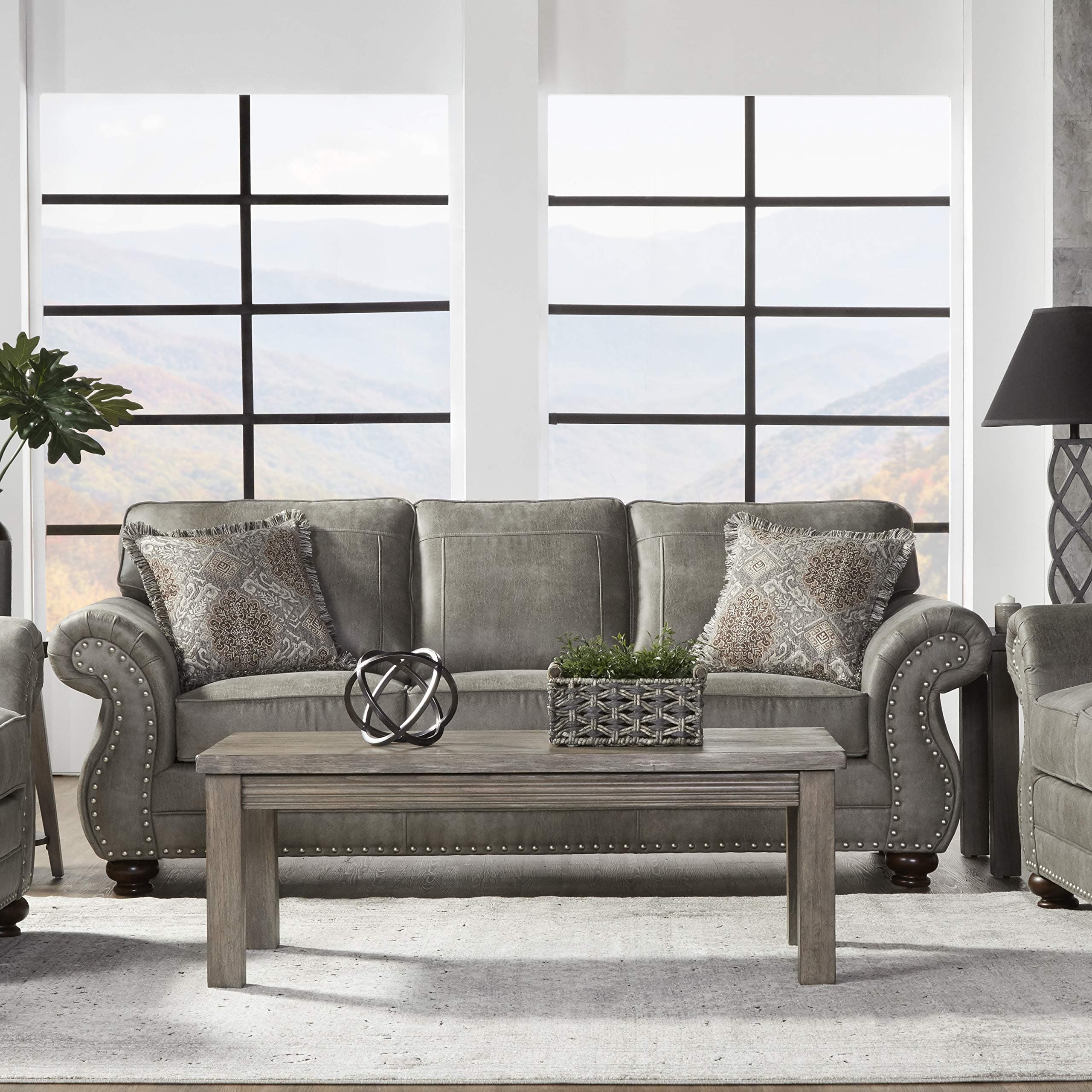 Roundhill Furniture Leinster Sofas, Gray