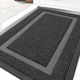 OLANLY Front Door Mat Indoor Outdoor Entrance, Waterproof All-Season, All-Weather Doormat, Sturdy Natural Rubber, Fade Resistant, Low Profile, Easy Clean Patio Porch Entryway Mat, 36x24, Black