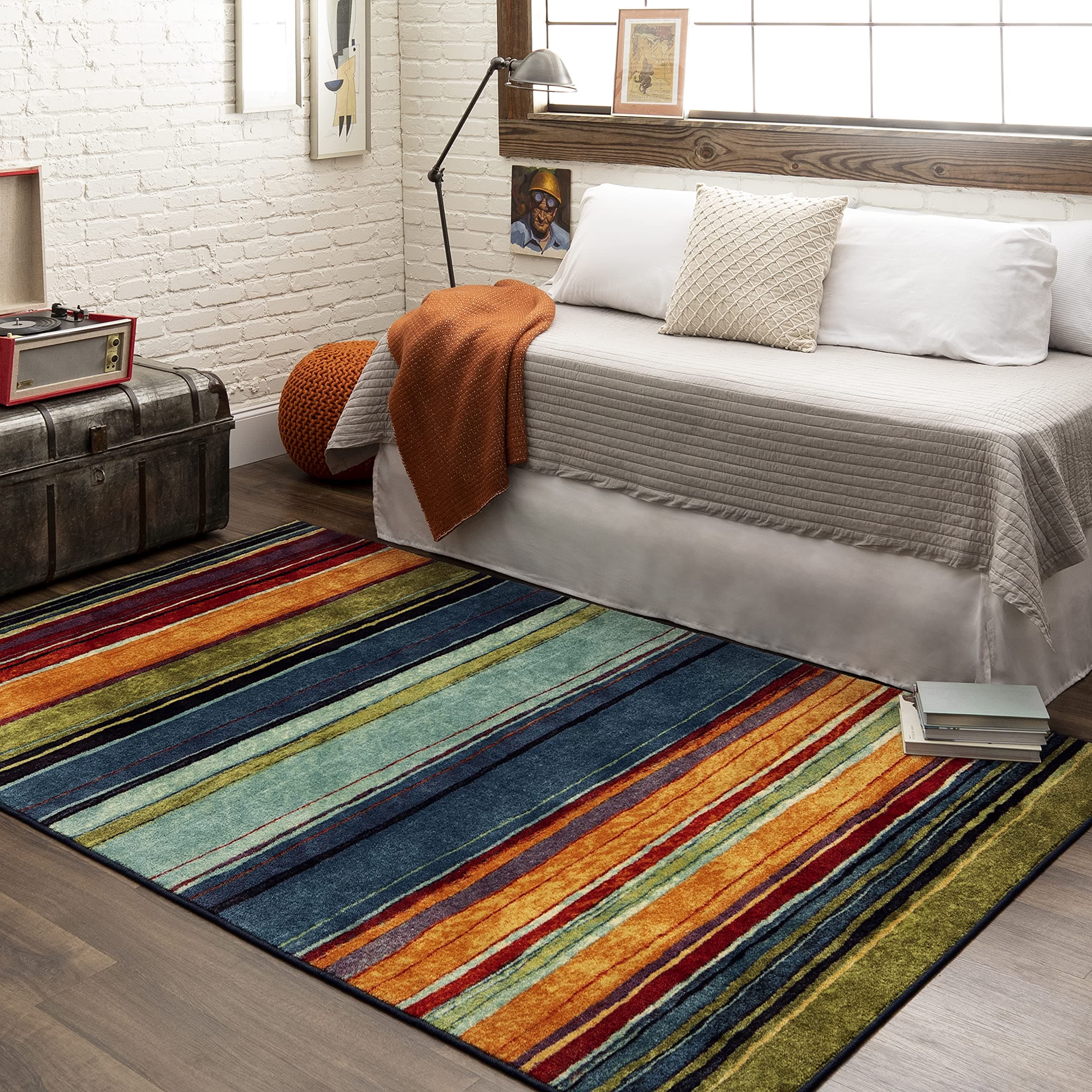 Mohawk Home Rainbow Stripe 5' x 8' Area Rug - Multicolor - Perfect for Living Room, Dining Room, Office