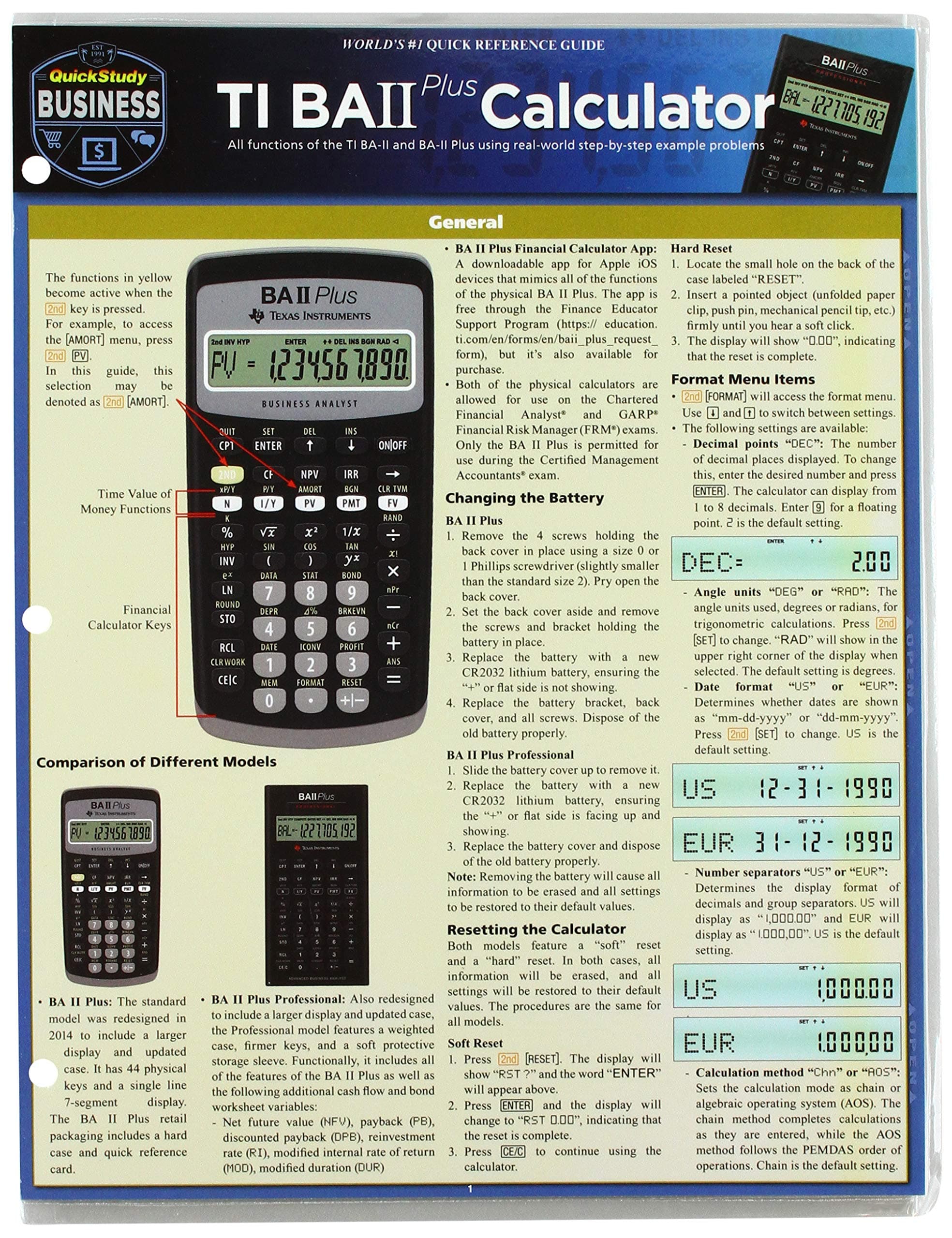 TI BA 2 Plus Calculator (Quick Study Business) Cards – January 19, 2019