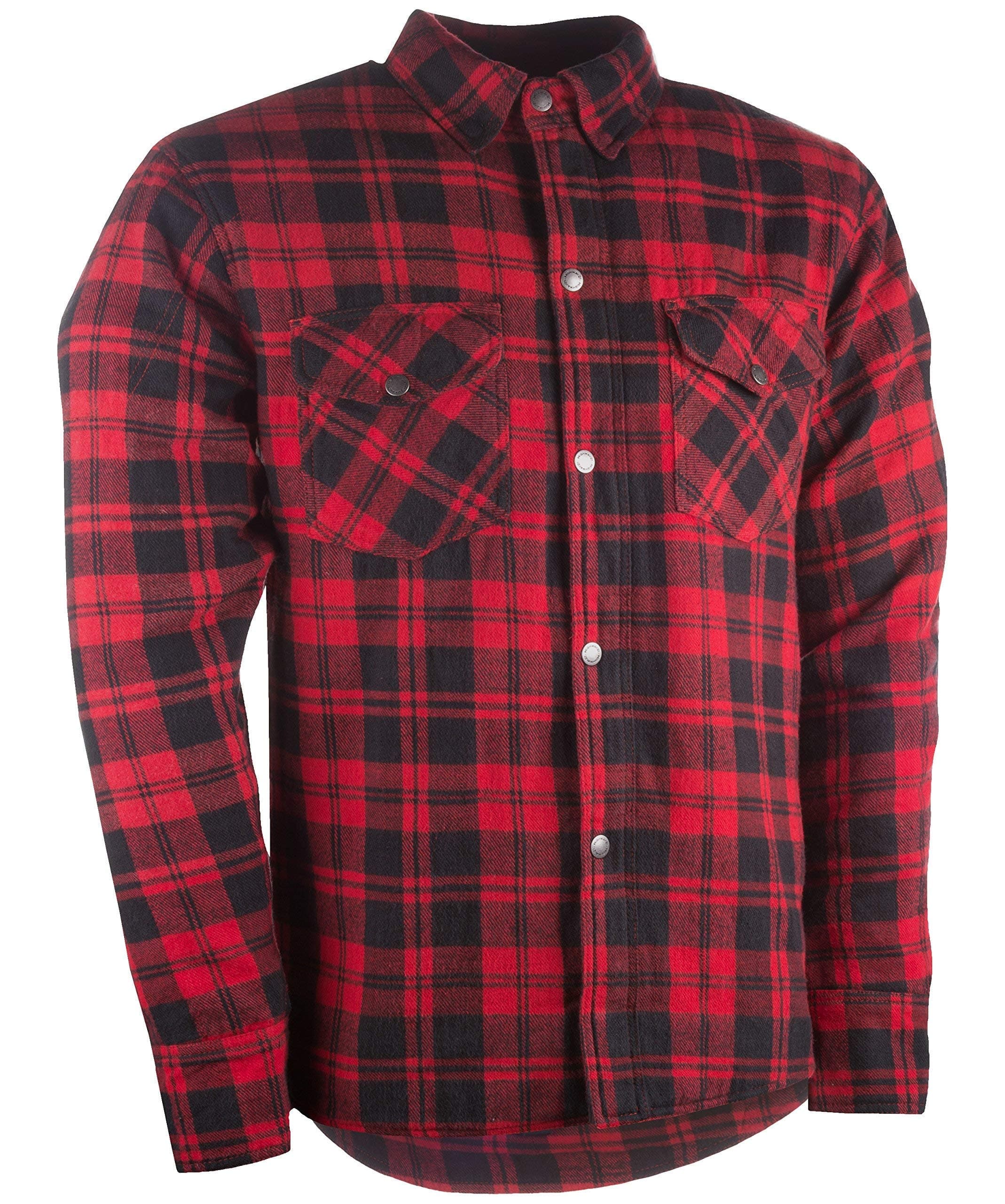 HIGHWAY 21 Marksman Flannel Shirt, Plaid, Button-Down Motorcycle Jacket for Men, Protective Woven Cotton Fabric