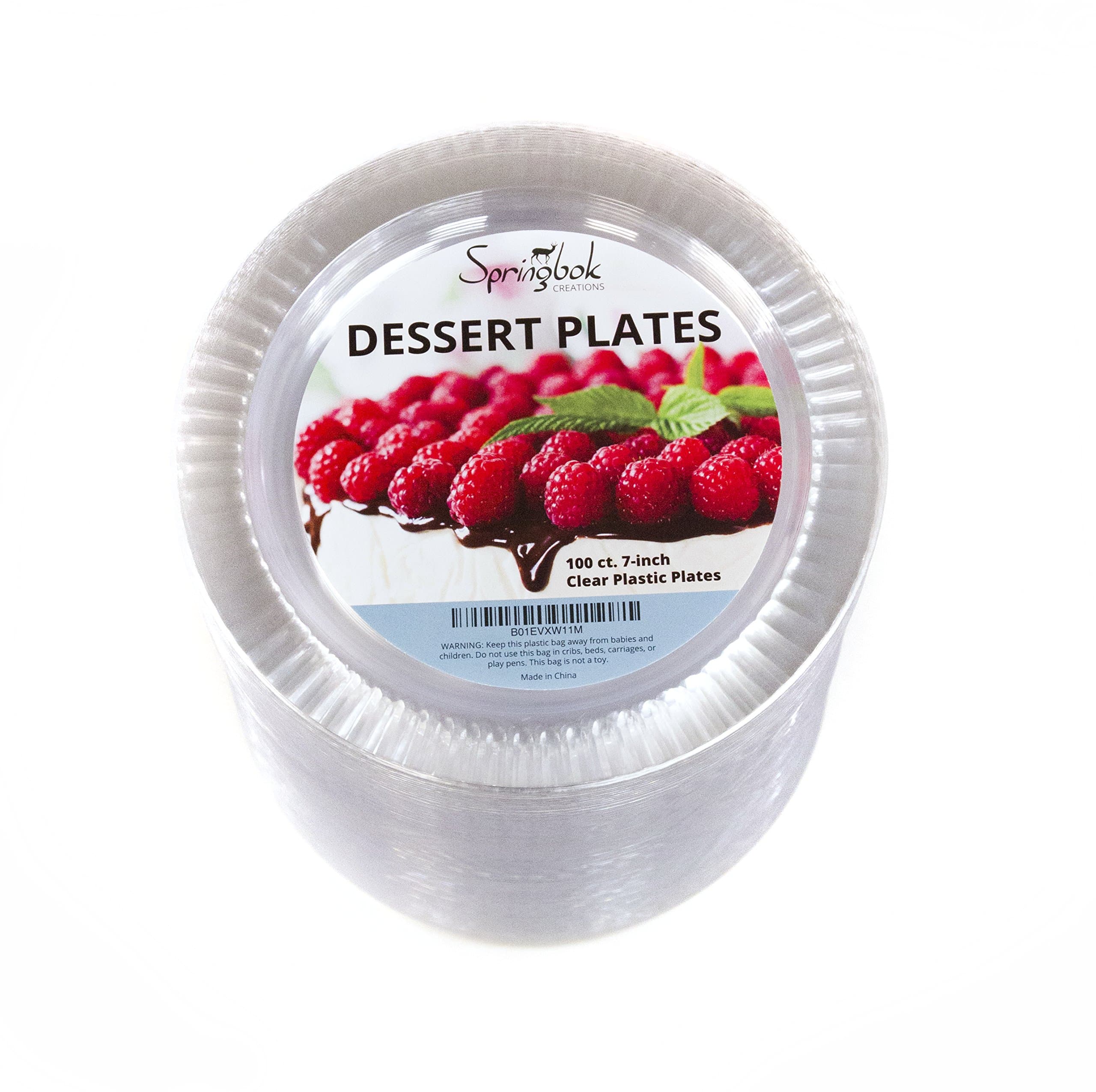 100 Disposable Clear Plastic Dessert Plates (7-inch)