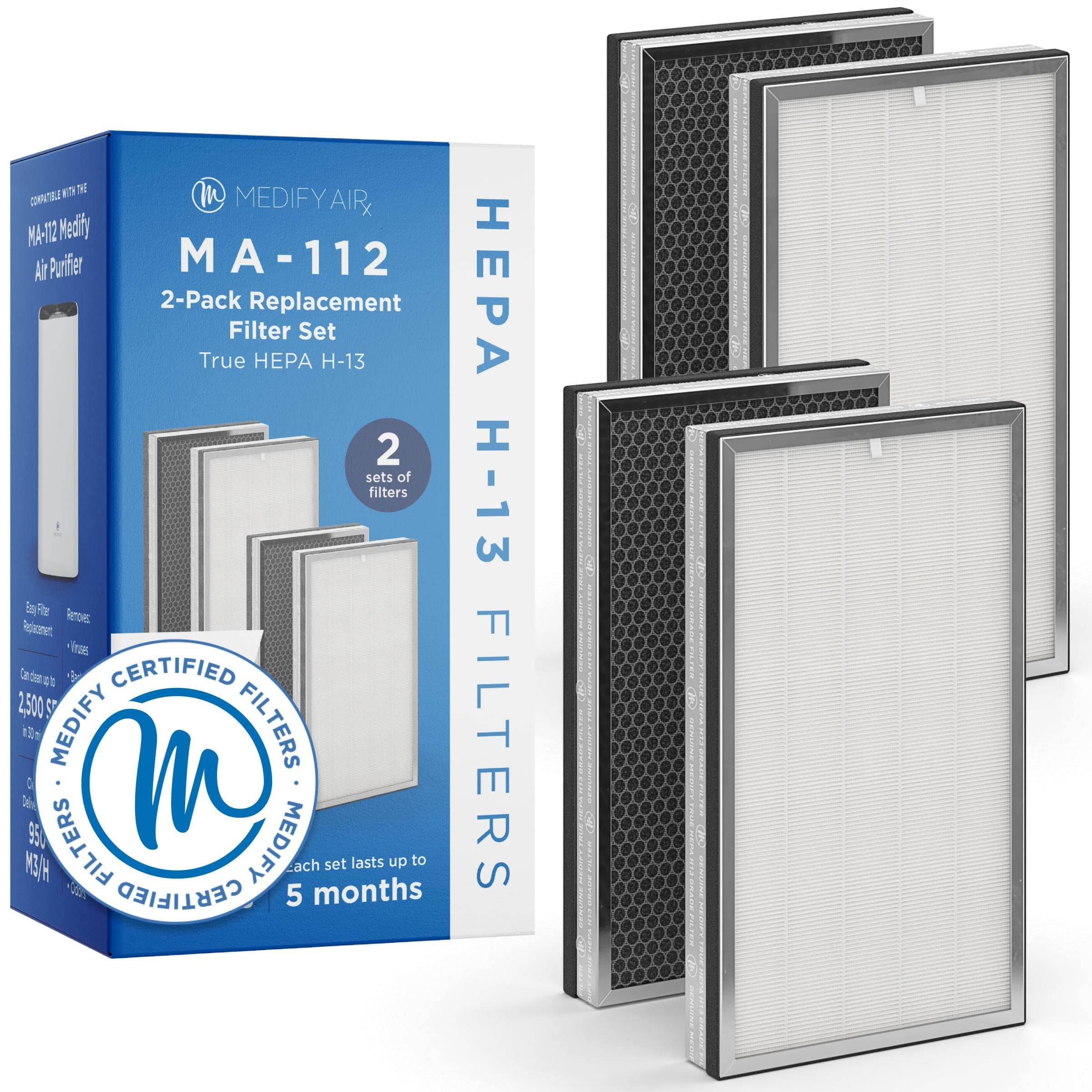 Medify MA-112 Genuine Replacement Filter Set for Allergens, Smoke, Wildfires, Dust, Odors, Pollen, Pet Dander | 3 in 1 with Pre-filter, True HEPA H13 and Activated Carbon for 99.9% Removal | 1-Pack