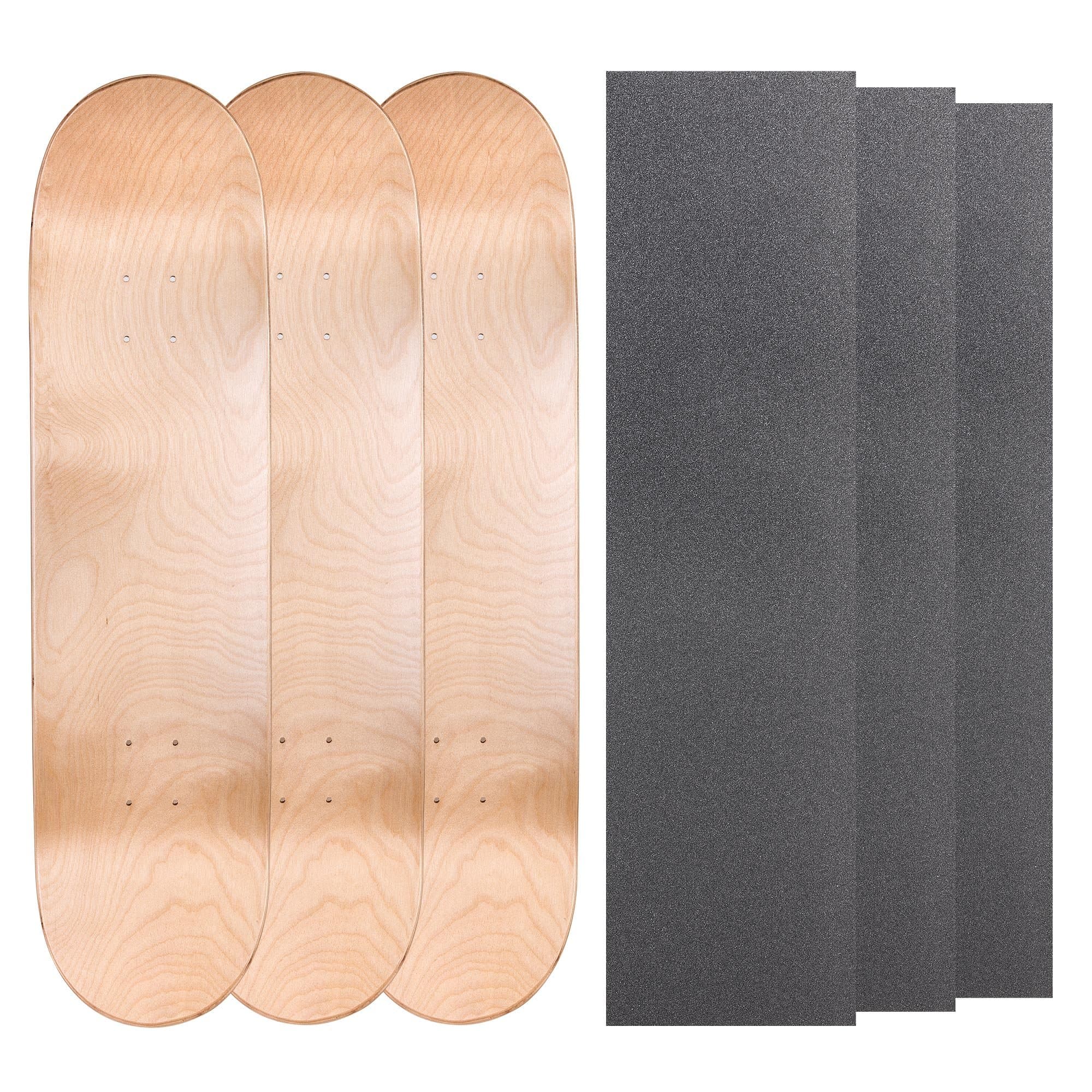 Cal 7 Blank Maple Skateboard Decks with Grip Tape (Bundle of 3, Combinations)