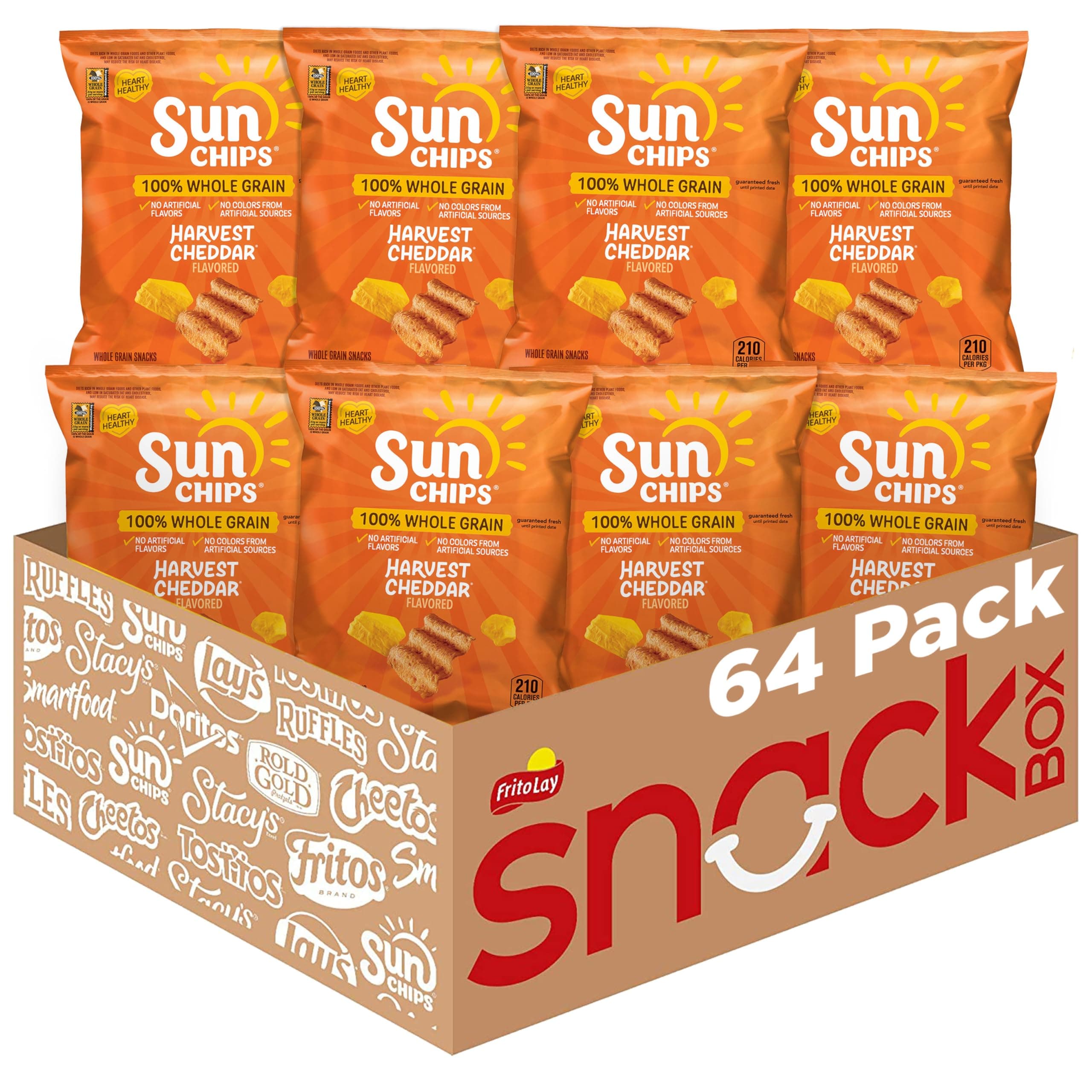 SunChips Harvest Cheddar Flavored Multigrain Snacks, 1.5-Ounce (Pack of 64)