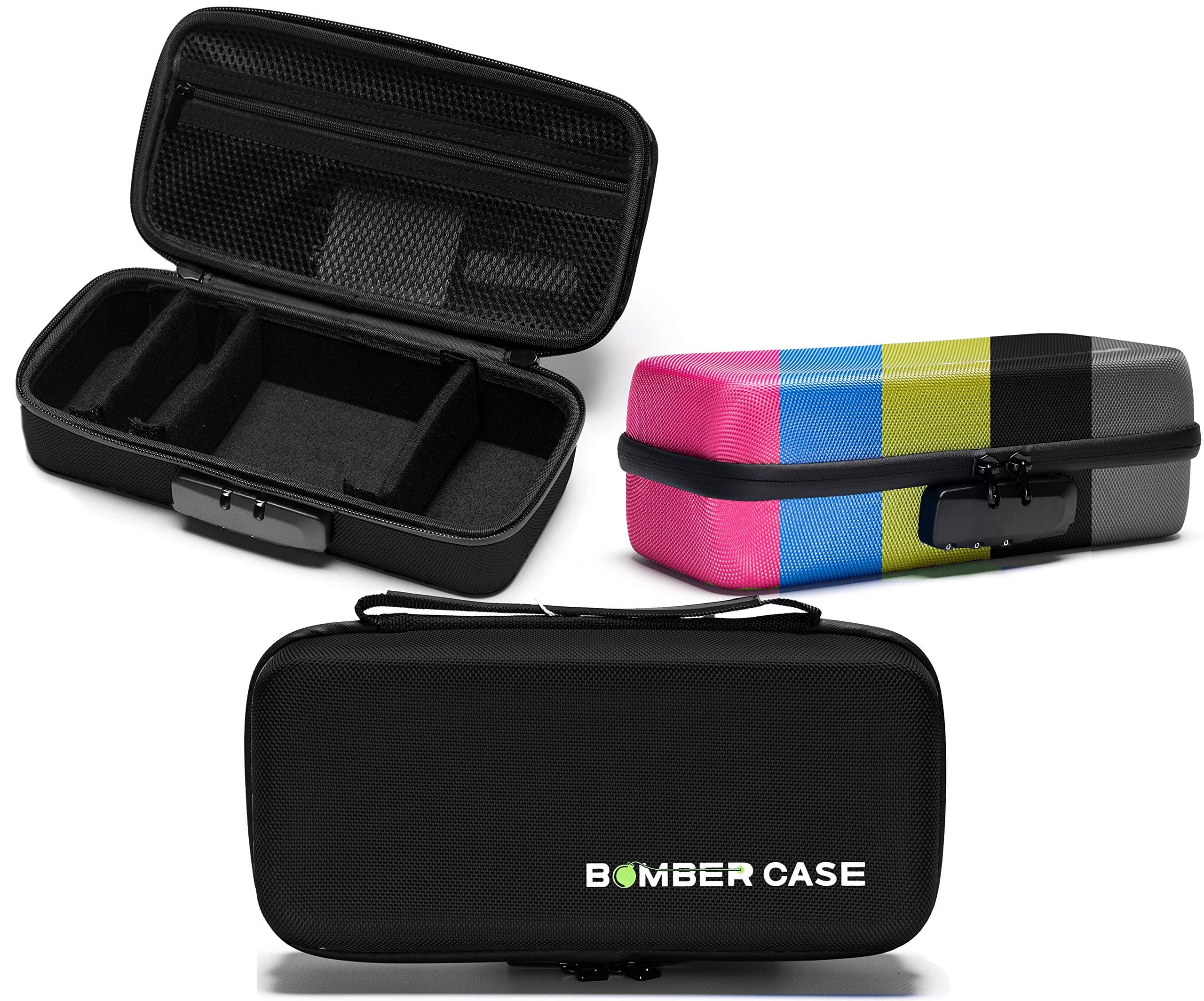 BOMBER CASE - Elite Series - Odor-Proof Lock Box with Customizable Interior - Durable, Flexible, and Secure - 9.5" x 4" x 3.5" - Black