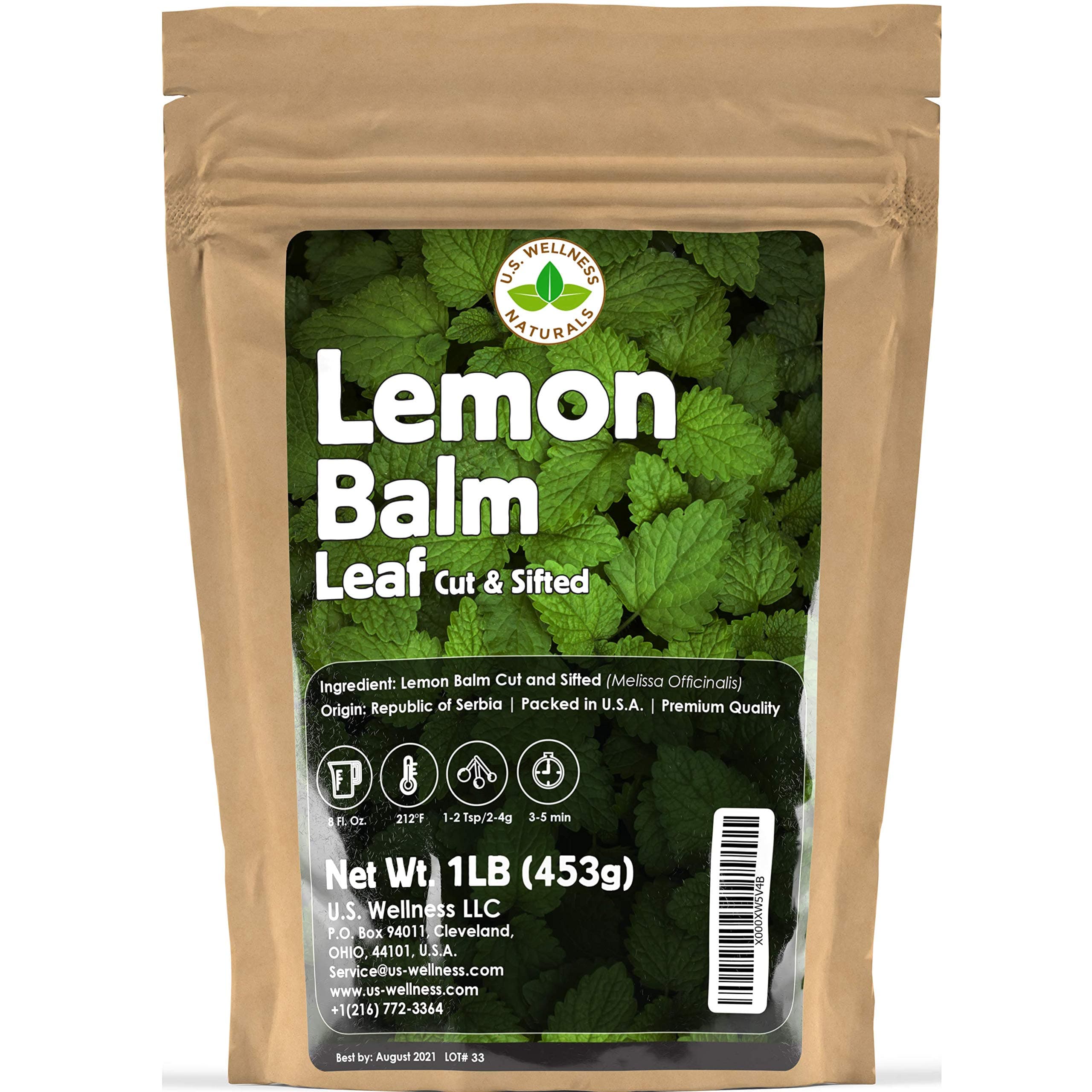 Lemon Balm Tea (Bulk Herbal Tea): Bulk Lemon Balm Leaf (Melissa Officinalis Caffeine Free) - Herbal Balm, Bulk Balm Leaf (Cut and Sifted), 1lb (16Oz) Bulk Tea