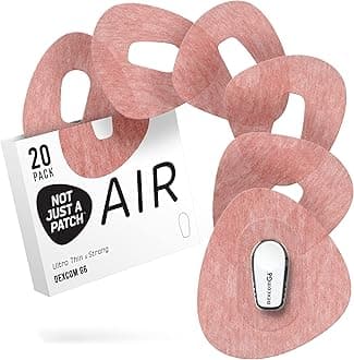 Not Just A Patch Air (20 Pack) - CGM Dexcom G6 Adhesive Patches with Hole -Thin, Strong and Light, 14 Day Adhesion, Durable Skin Grip Dexcom Patches G6 Sensor Protectors in Brown