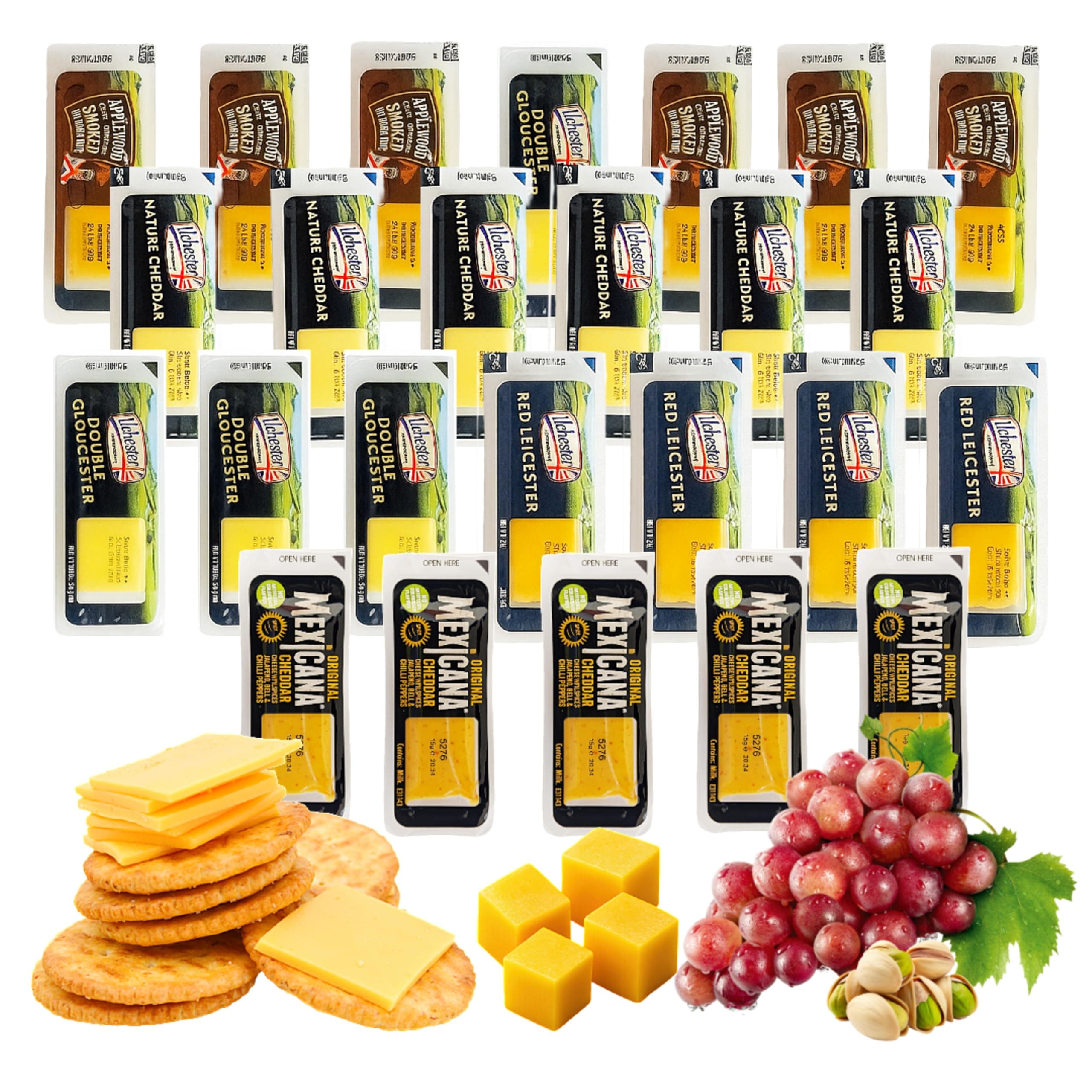 Assorted Mini Selection for Cheese Board - Pack of 25 Individually Wrapped 5 Different Flavour Cheese Portions Great with Chutney or Jam for Lunch Box, Cheese Gift Set, Hampers for Men or Birthday