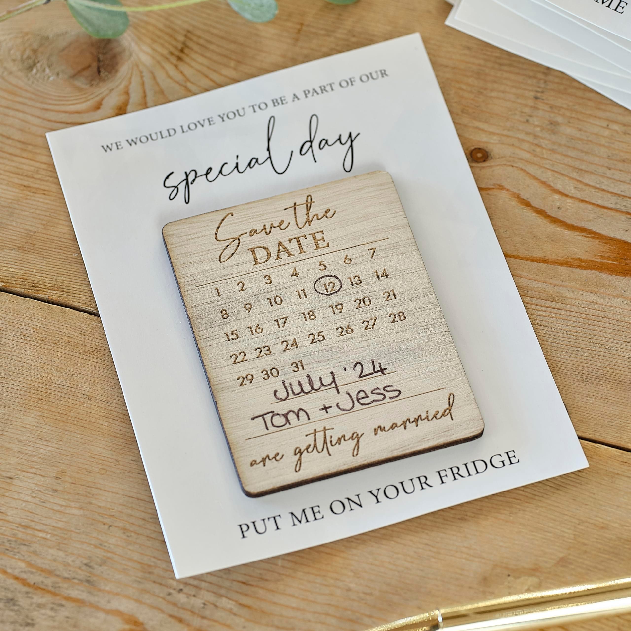 Ginger Ray Wooden Wedding 'Save the Date' Fridge Magnet includes 10 Customisable Magnets