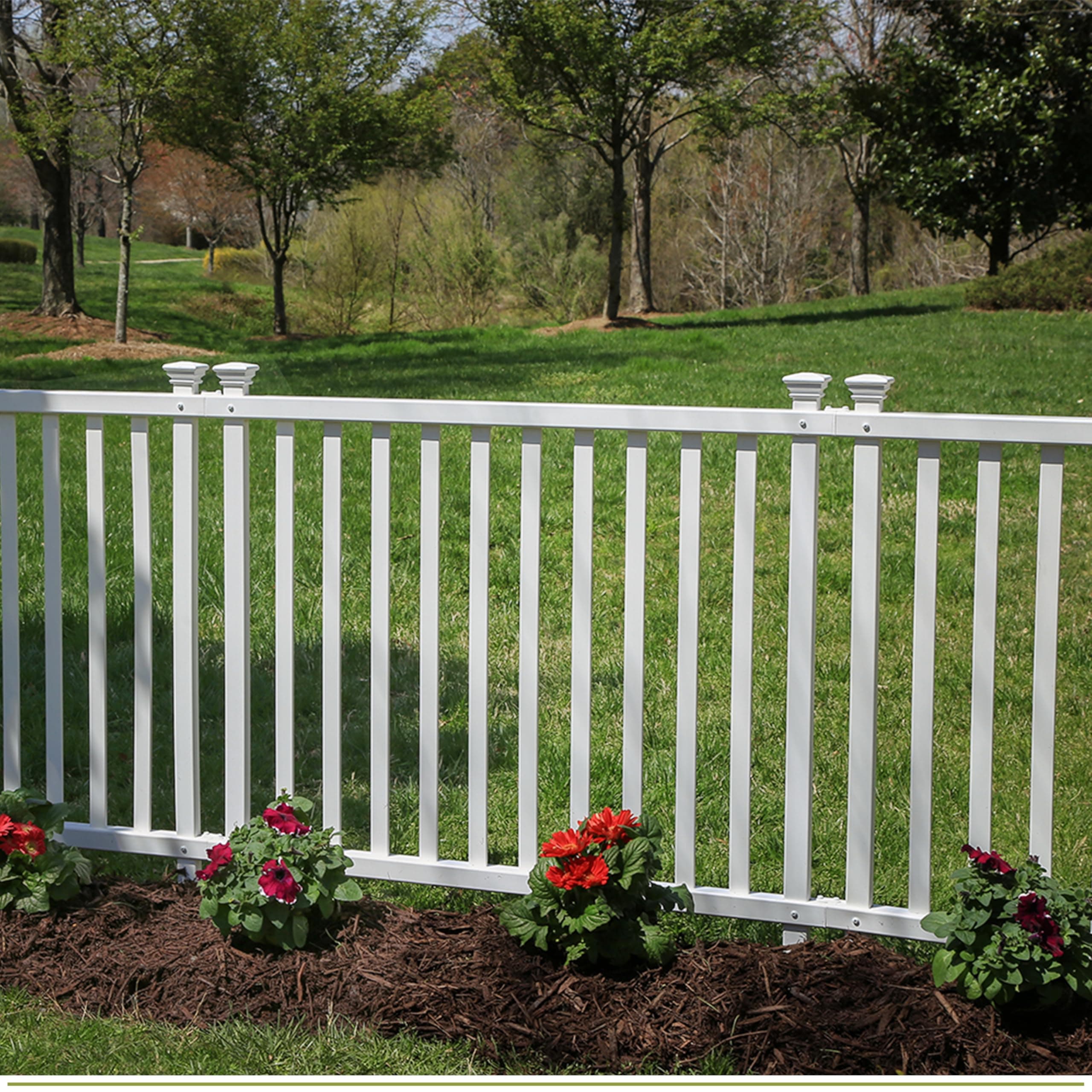 3ft H x 3.5ft W (2 Panels) No Dig Zippity Baskenridge Fence Panel Kit, Vinyl Fencing Panel, White Vinyl Fences for Yard, Temporary for Backyard, White Picket Garden Border, DIY ZP19037