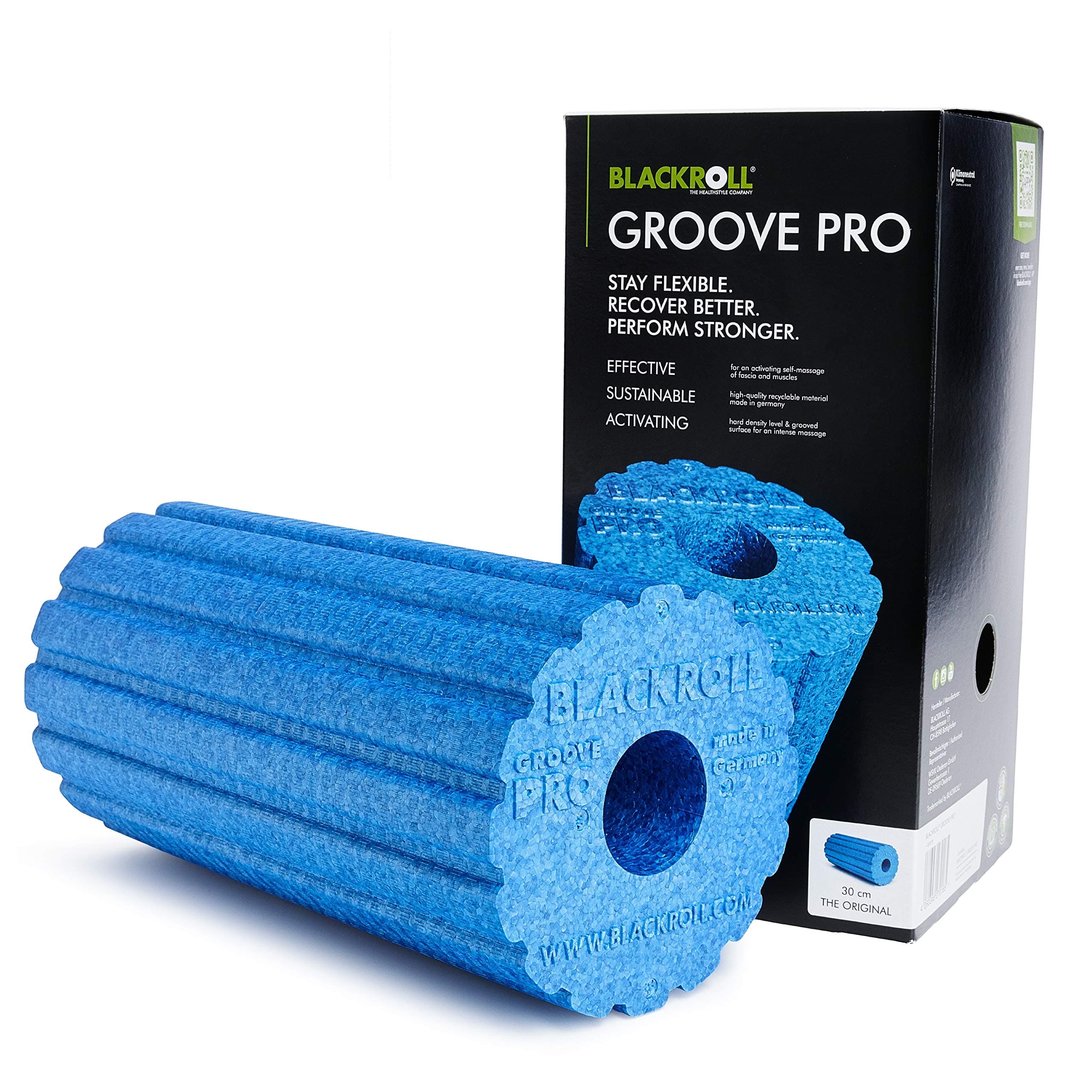 Blackroll Groove PRO Massage Roller Blue, 30 cm