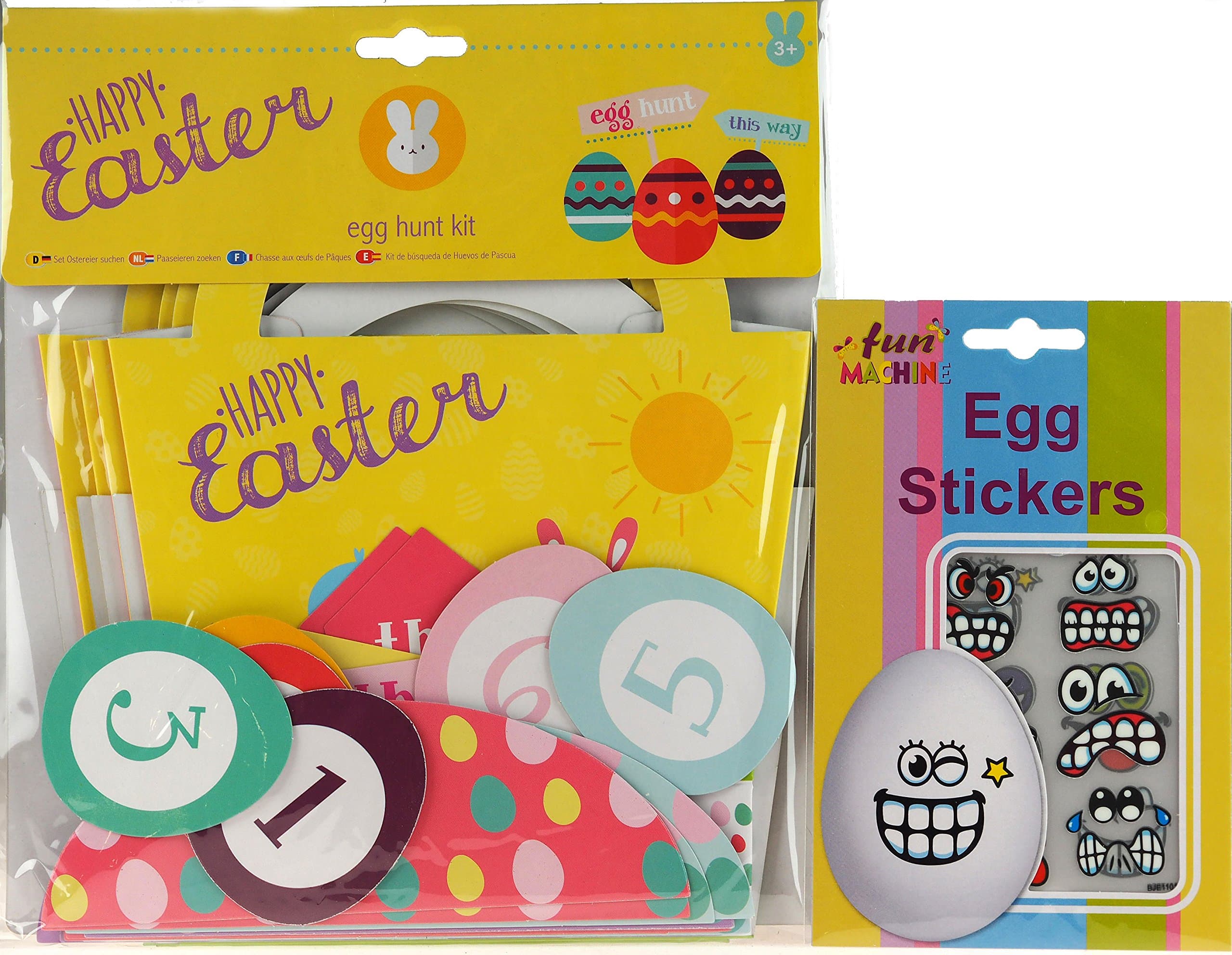 Blue Whale Gifts Complete 22 Piece Easter Egg Hunt Kit Game / Boiled Egg Face Stickers