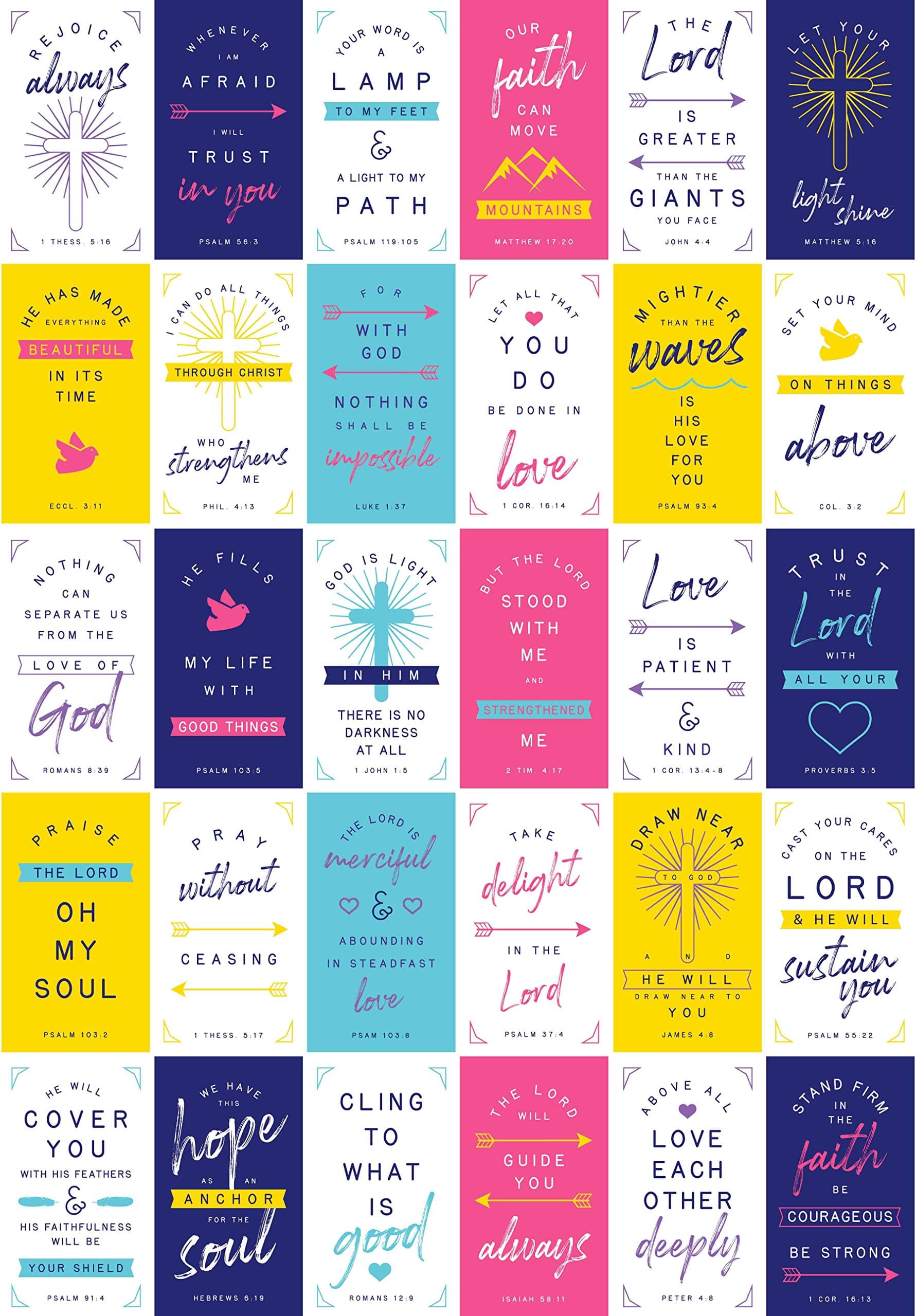 Bible Verse Cards - Inspirational Scripture Messages (60 Unique 3.5 inch x 2 inch Cards)