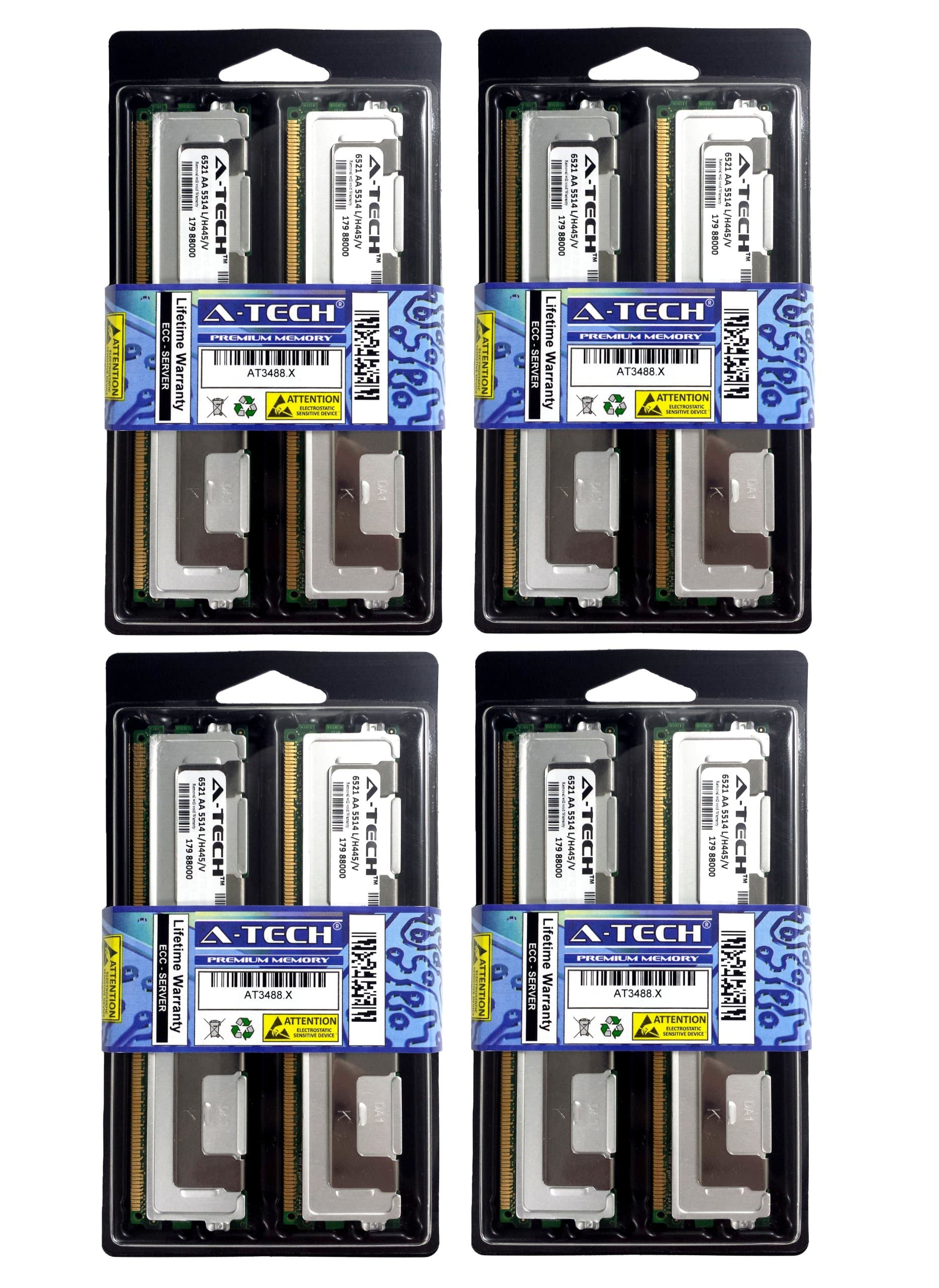 A-Tech 64GB Kit 8x8GB Memory Ram For DELL PowerEdge 1900 1950 1950 1955 2900 2950 M600 R900 SC1430 PowerVault NF500 NF600 NX1950 Precision Workstation 490 690 690n R5400 R5400 T5400 Studio Hybrid 140G