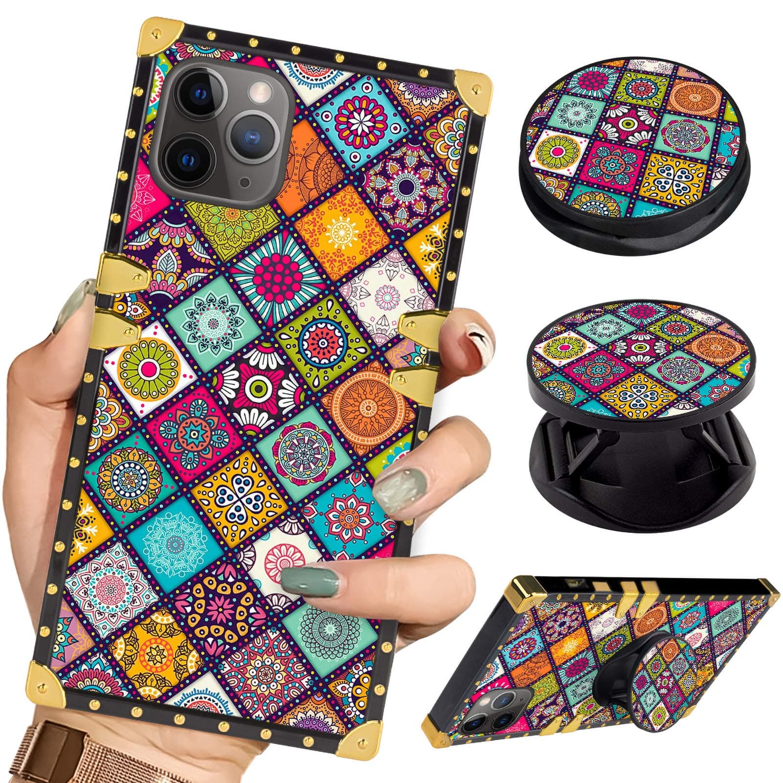 Luxury Square Phone Case iPhone 11 Pro Max 6.5 Inch 2019 Floral Art Retro Elegant Soft TPU Design Cover